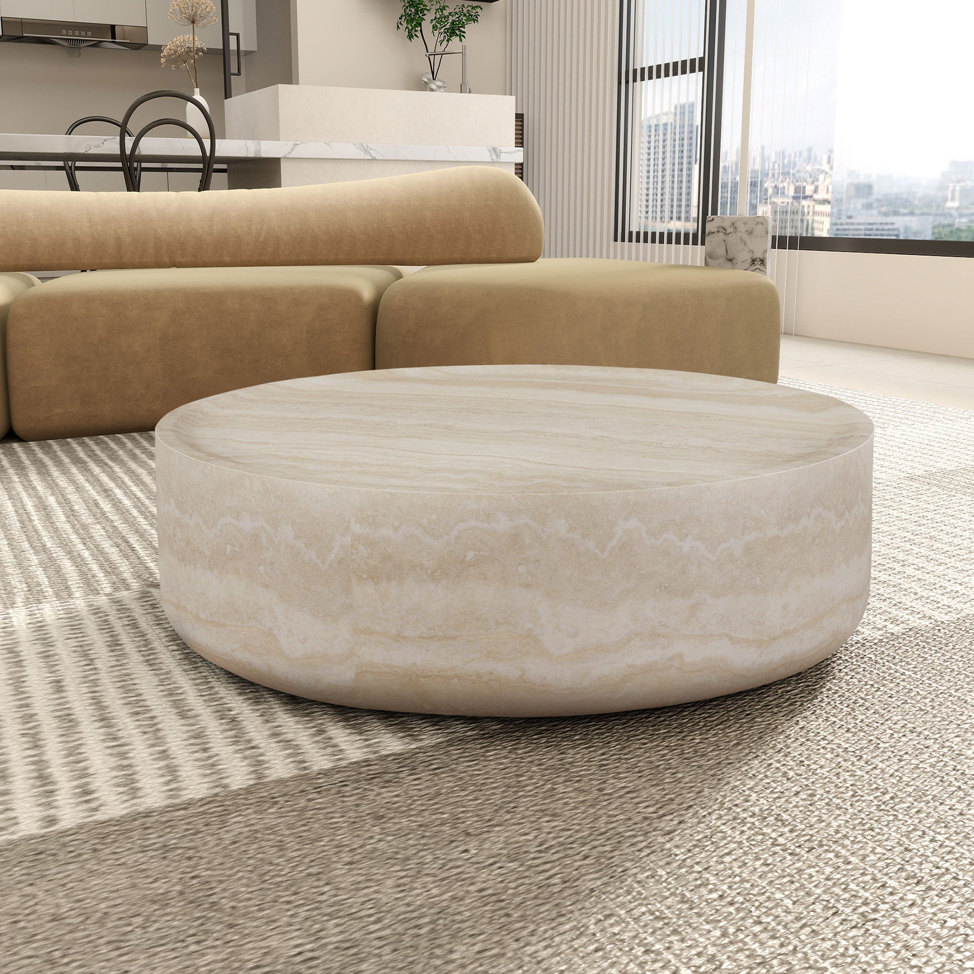 Faux MARS Pattern Coffee Tables for Living Room Round Tea Table