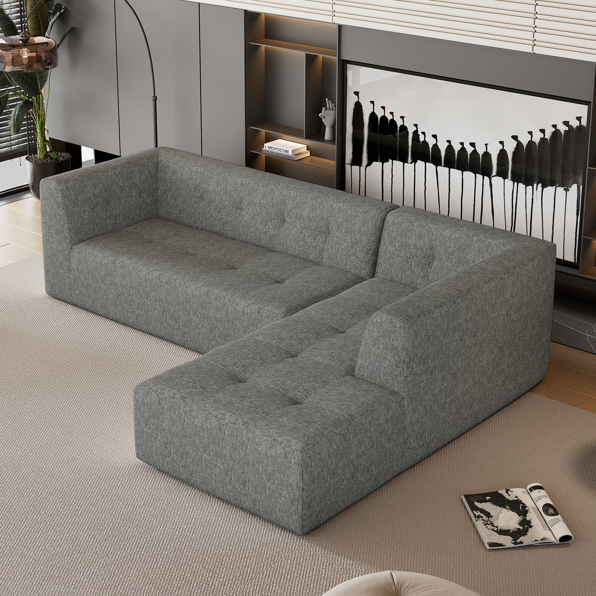 112.2*74" Modular Modular Combination Living Room Sofa Set, Modern Minimalist Sofa, Living Room Upholstered Sofa Bed, Be