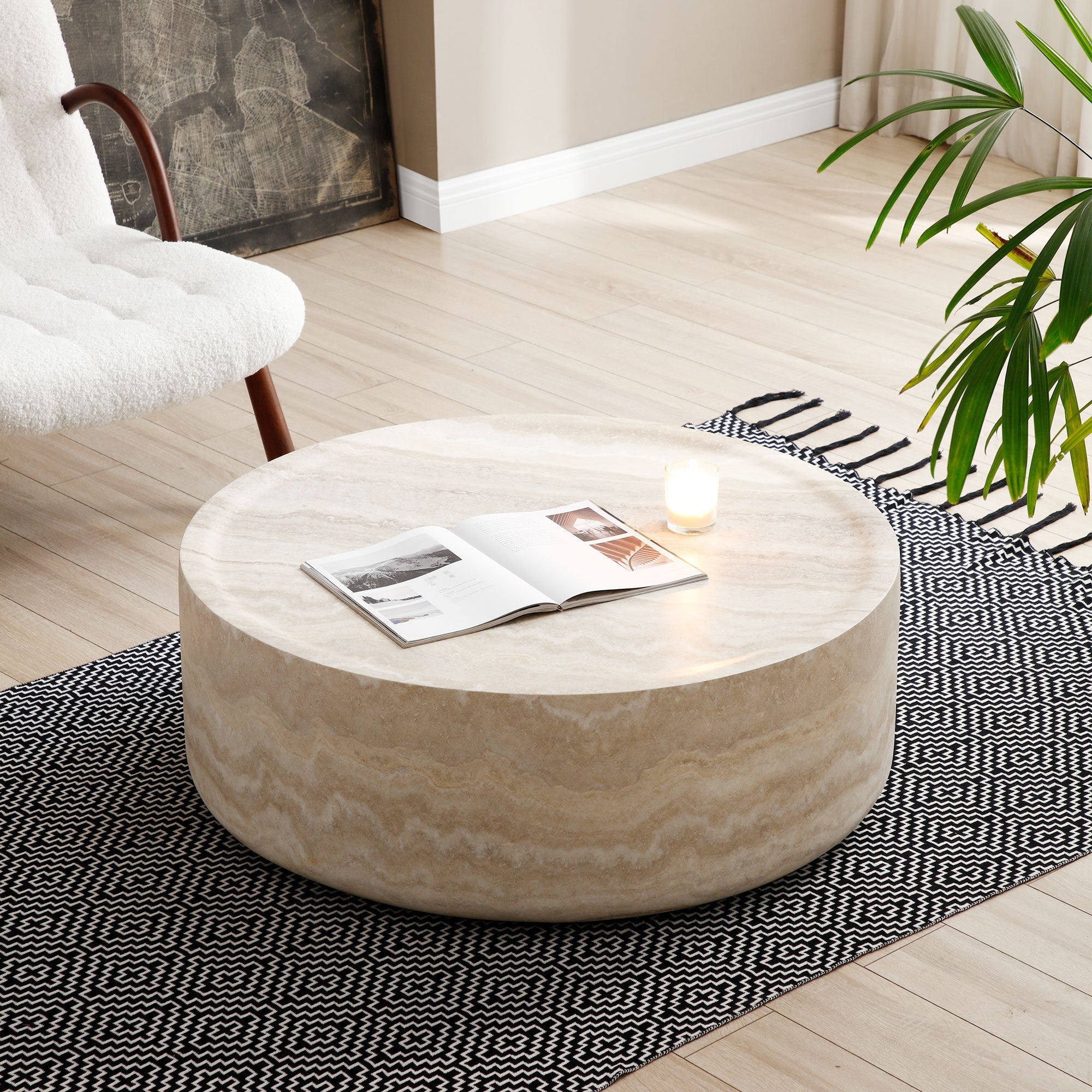 Faux MARS Pattern Coffee Tables for Living Room Round Tea Table