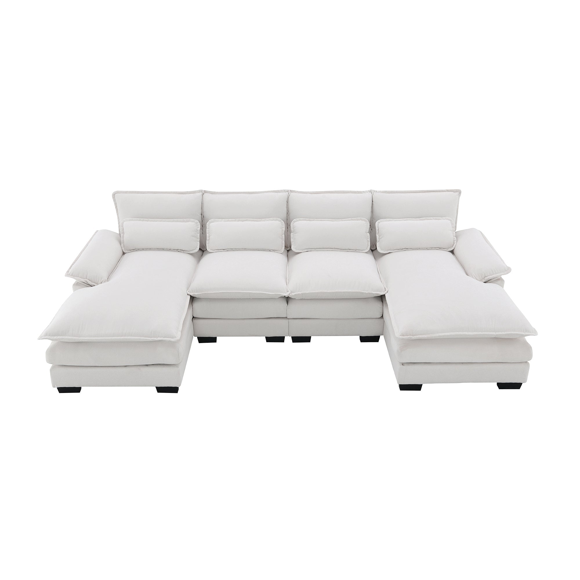 109.8*55.9" Modern U-Shaped Sectional Sofa With Waist Pillows,6-Seat Upholstered Symmetrical Sofa Furniture,Sleeper Sofa