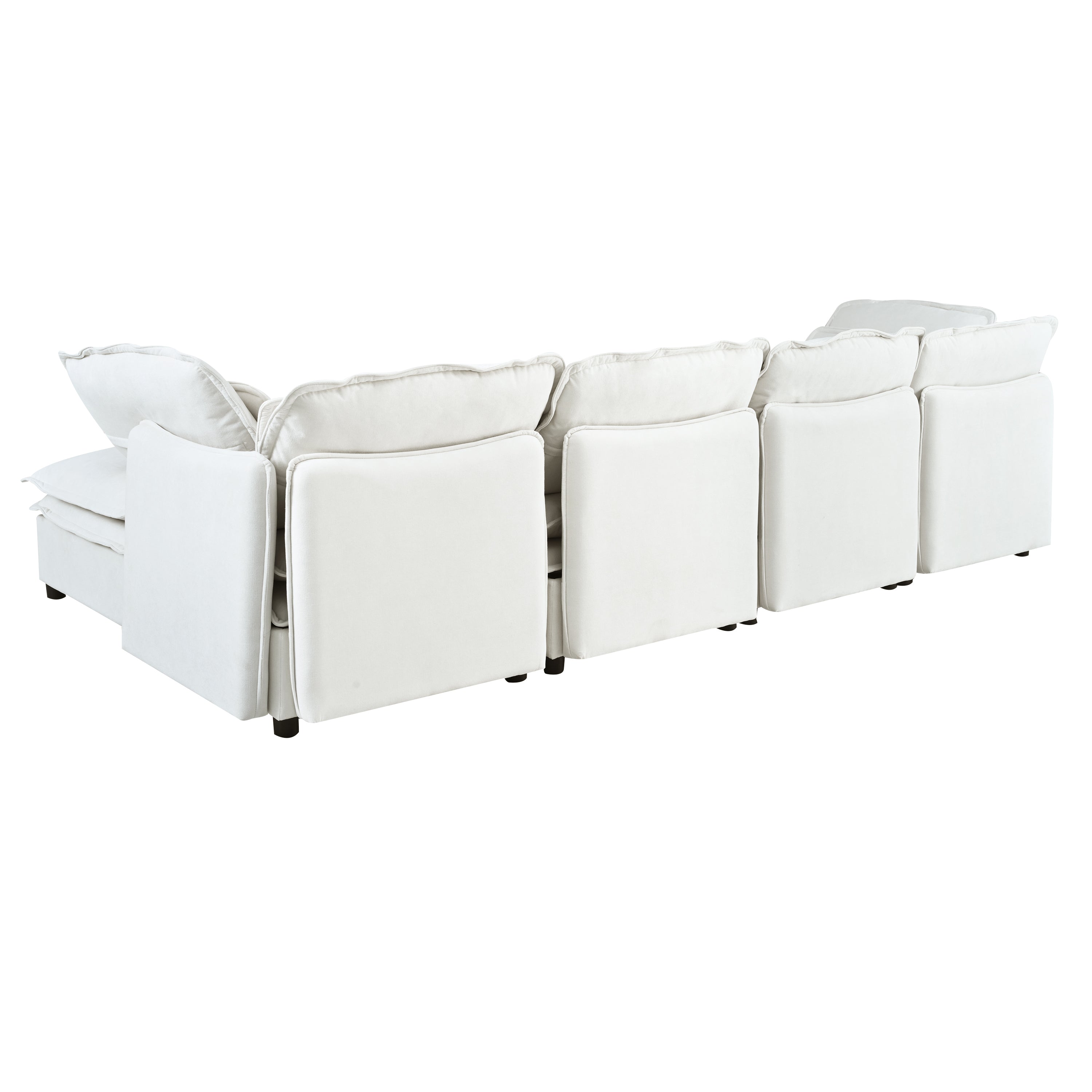 Double-Layer Cushion Modern Large U-Shaped Modular Sofa, Freely Combinable 6-Seater With Storage Function, Convertible T