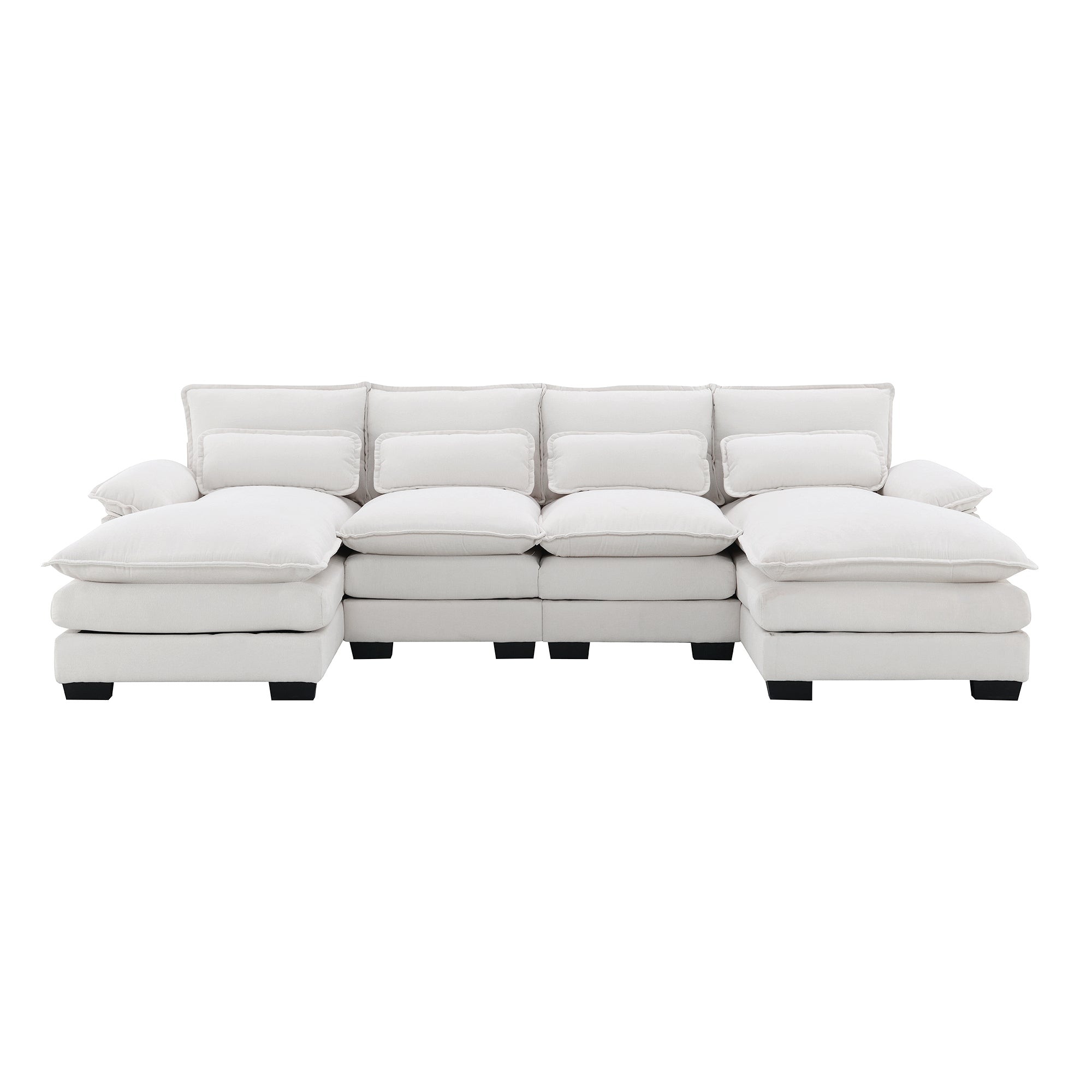 109.8*55.9" Modern U-Shaped Sectional Sofa With Waist Pillows,6-Seat Upholstered Symmetrical Sofa Furniture,Sleeper Sofa