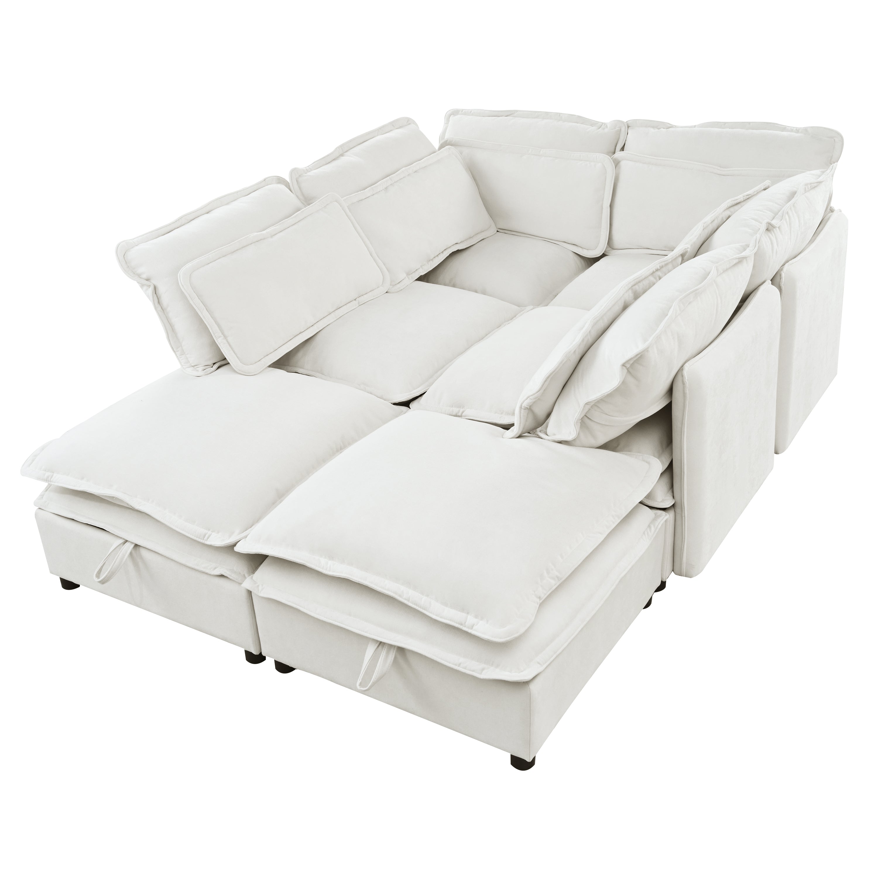 Double-Layer Cushion Modern Large U-Shaped Modular Sofa, Freely Combinable 6-Seater With Storage Function, Convertible T