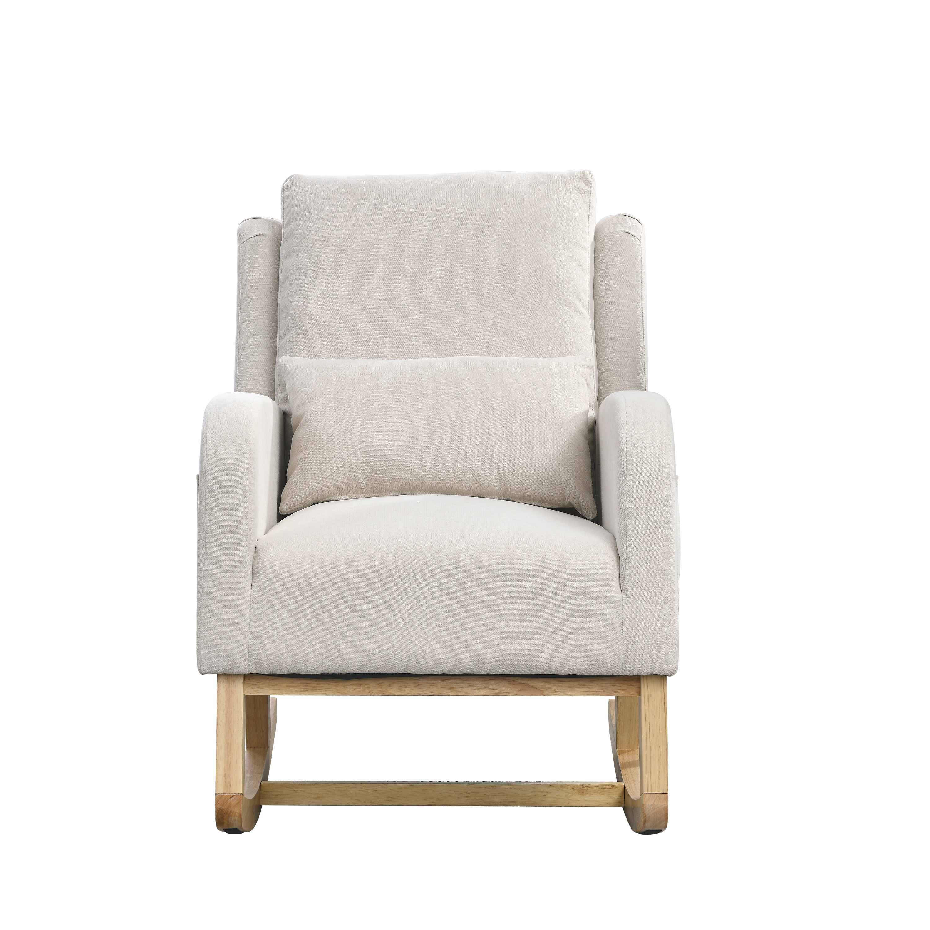 27.5 " Modern Accent High Back Living Room Casual Armchair Rocker With One Lumbar Pillow, Two Side Pockets.