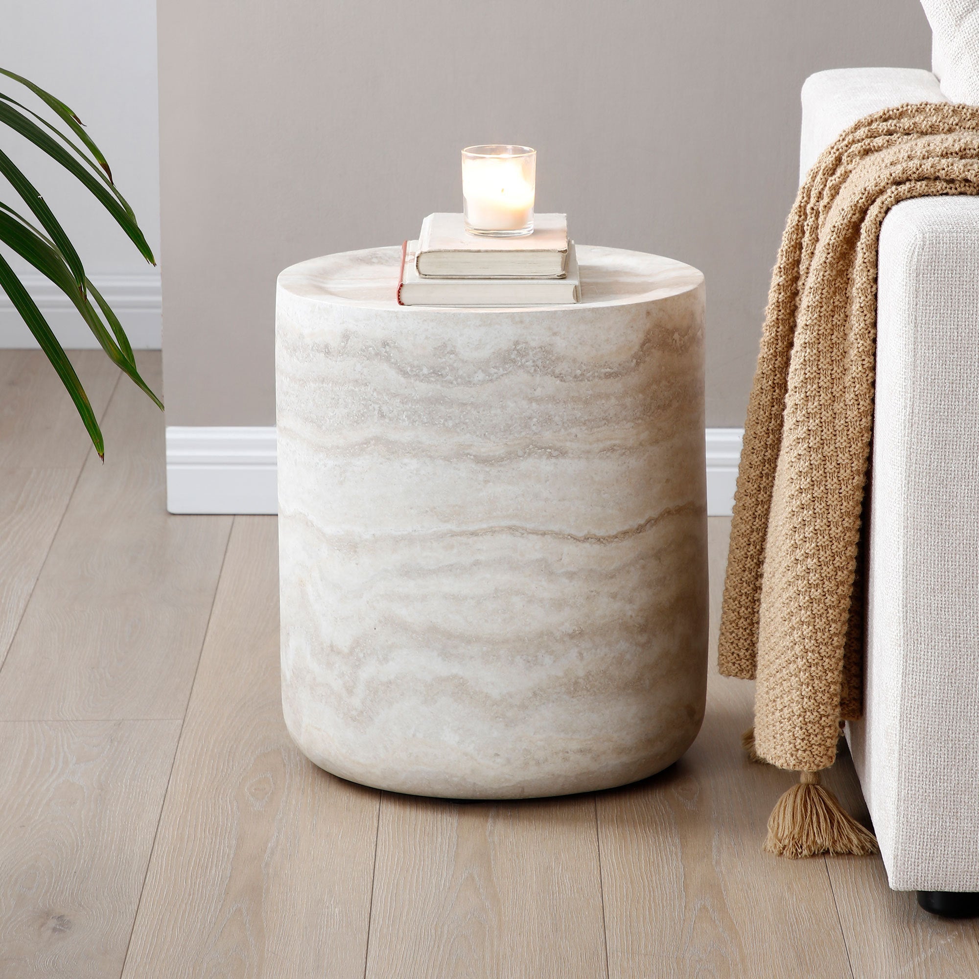 15.74 Inch Faux MARS Marble Pattern Coffee Tables for Living Room Round Tea Table for Living Room, No Need Assembly.