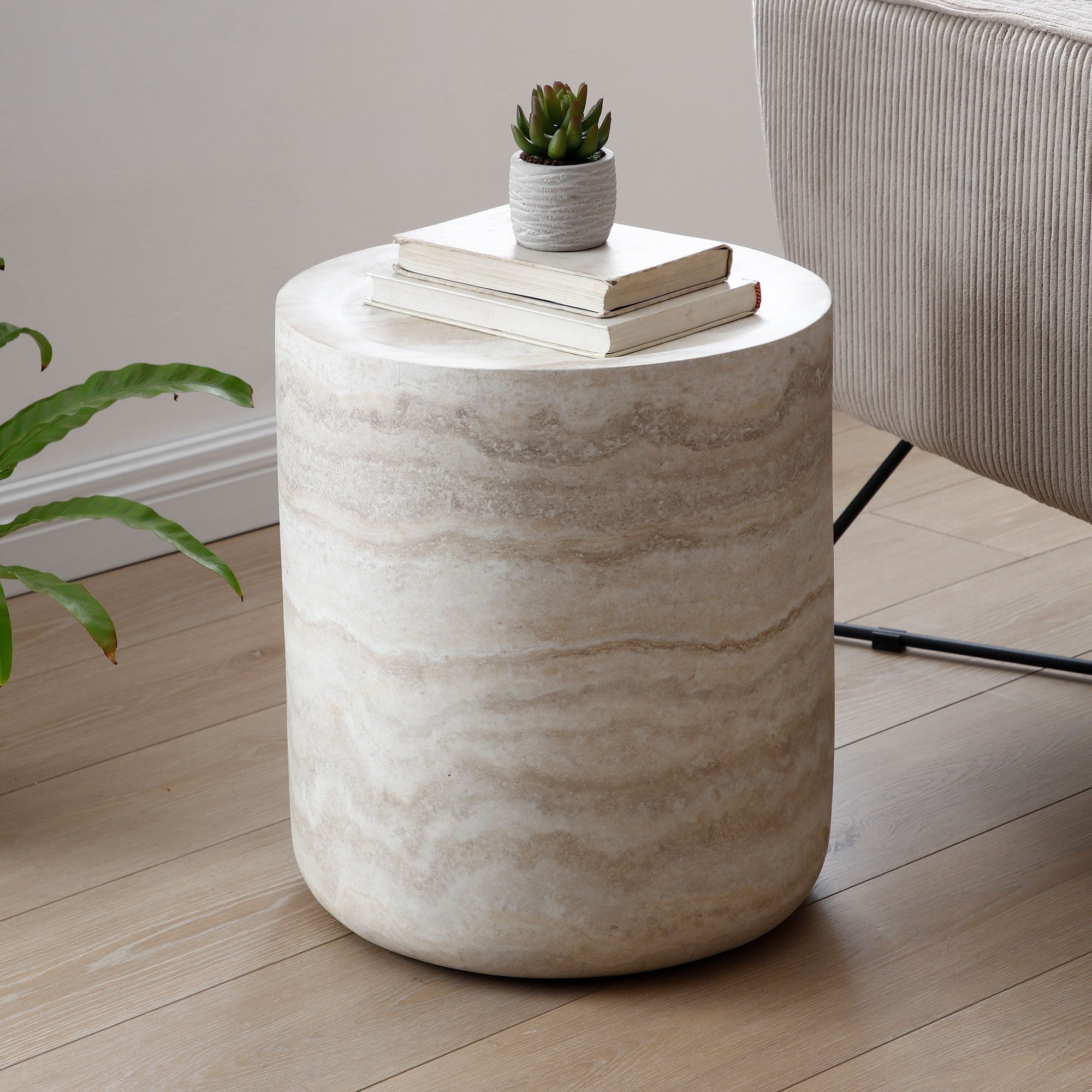 15.74 Inch Faux MARS Marble Pattern Coffee Tables for Living Room Round Tea Table for Living Room, No Need Assembly.