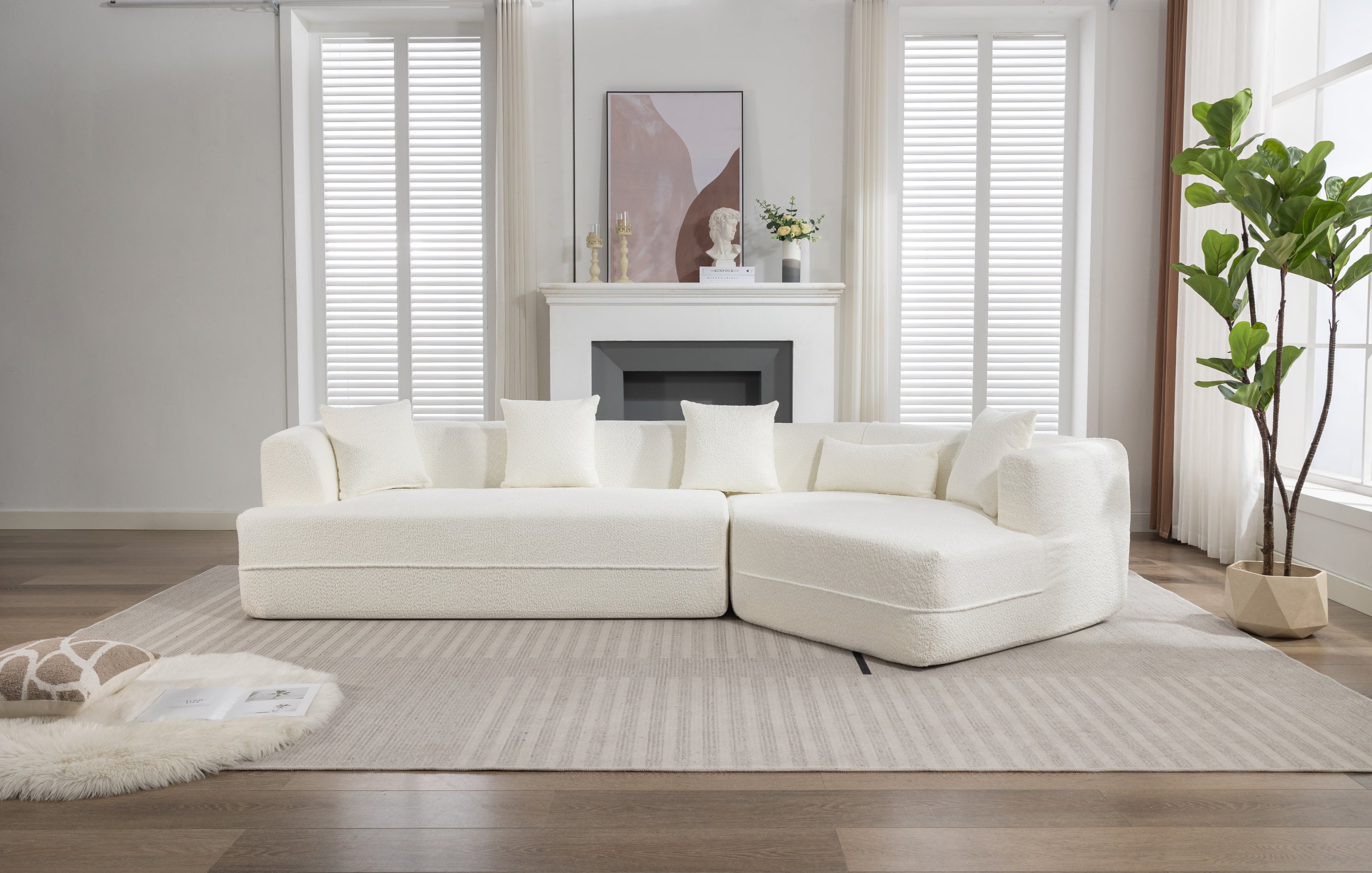 Modular Sofa , Modern Minimalist Style Sofa,  Upholstered ,  Free Combination, Round Fiber Fabric, Anti-Wrinkle Fabric,D