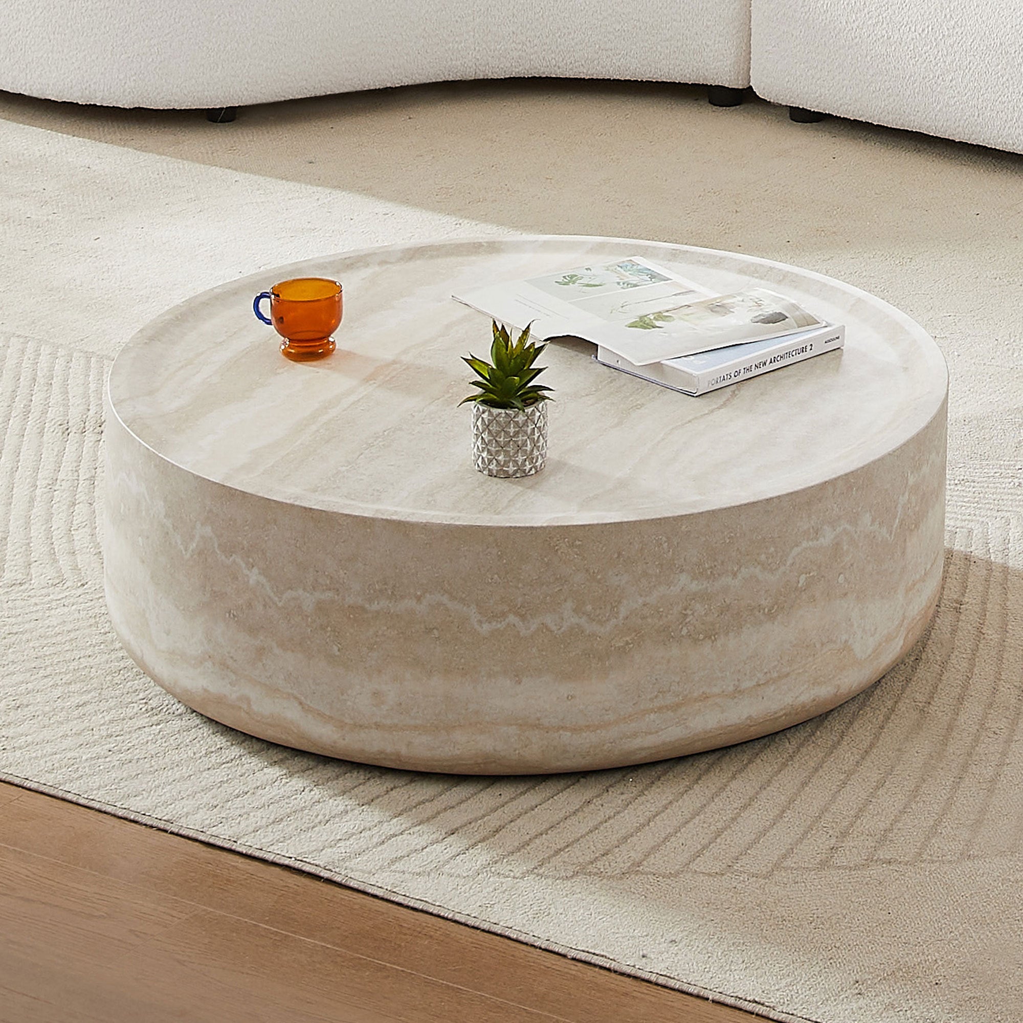 Faux MARS Pattern Coffee Tables for Living Room Round Tea Table