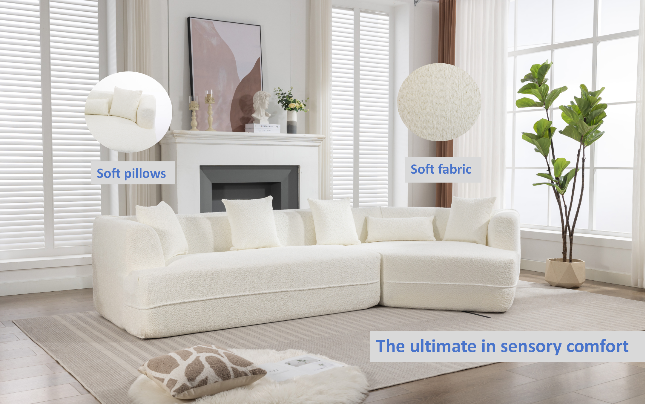 Modular Sofa , Modern Minimalist Style Sofa,  Upholstered ,  Free Combination, Round Fiber Fabric, Anti-Wrinkle Fabric,D