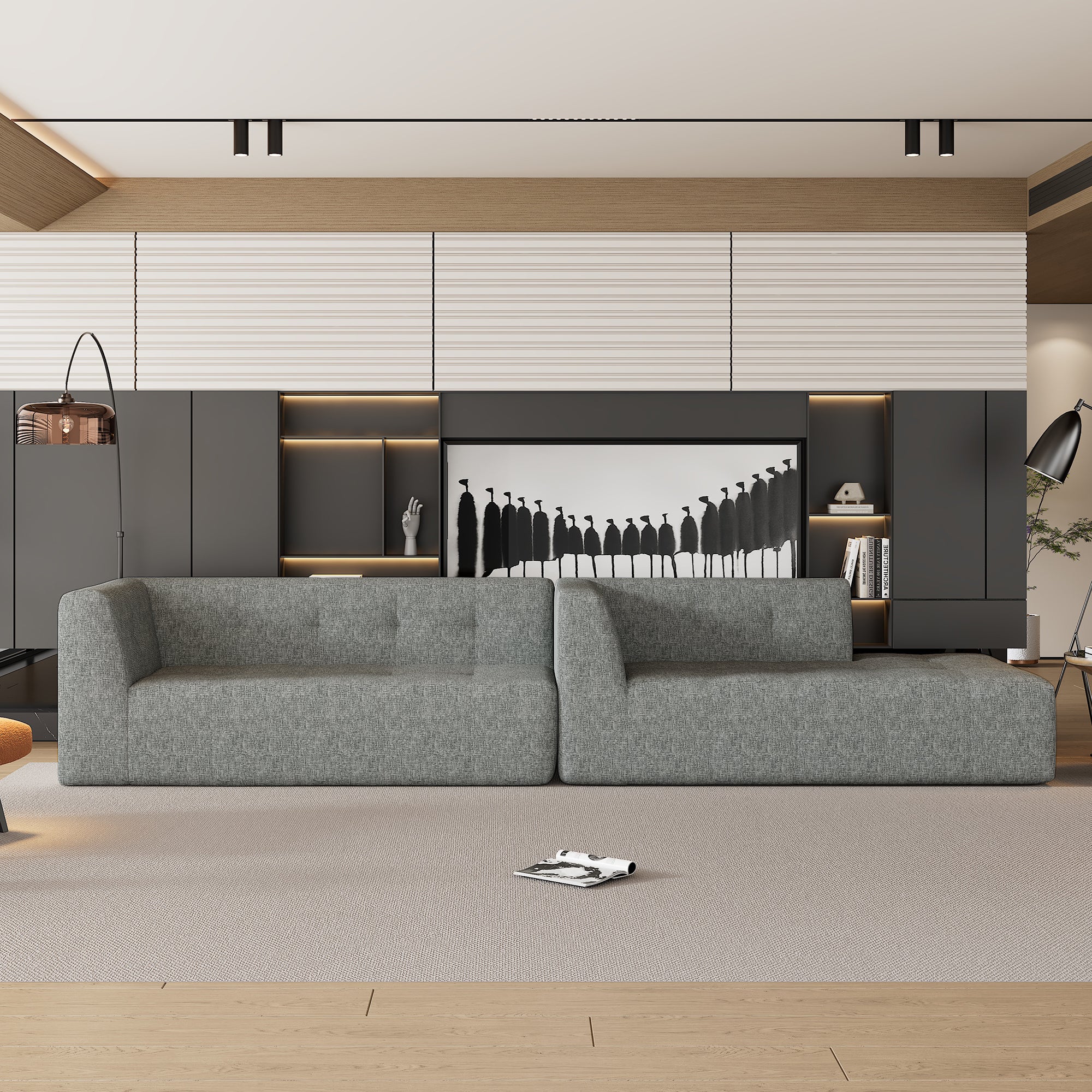112.2*74" Modular Modular Combination Living Room Sofa Set, Modern Minimalist Sofa, Living Room Upholstered Sofa Bed, Be