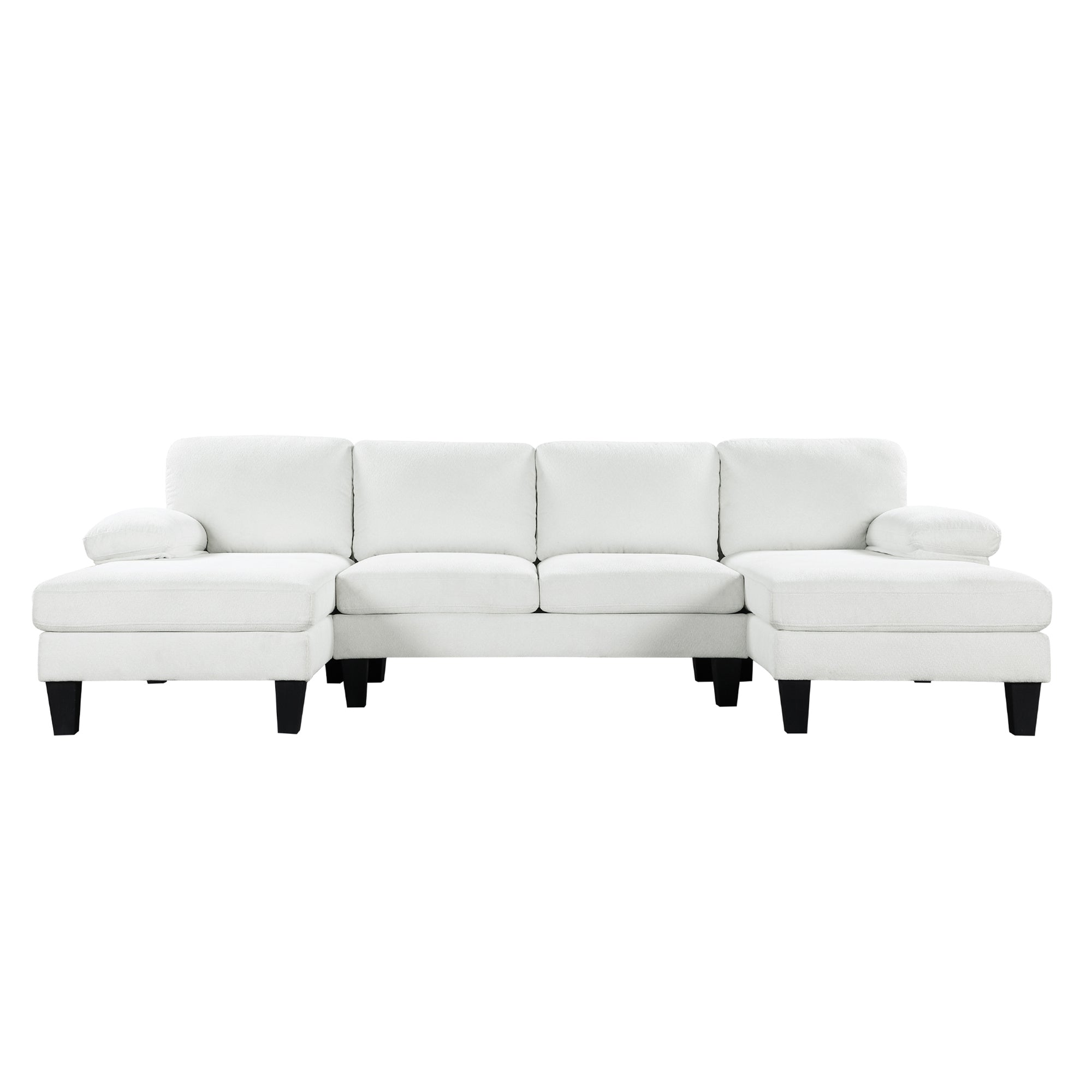 112*56" Granular Velvet Sofa,U-Shaped Couch With Oversized Seat,6-Seat Sofa Bed With Double Chaise,Comfortable and Spaci