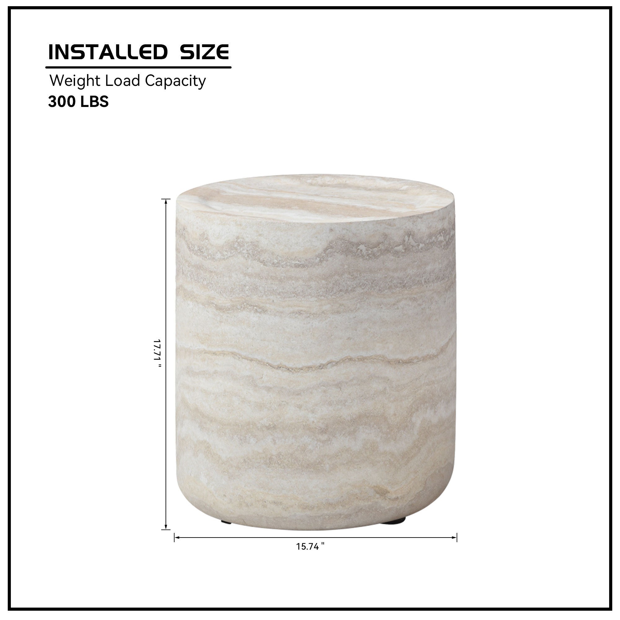 15.74 Inch Faux MARS Marble Pattern Coffee Tables for Living Room Round Tea Table for Living Room, No Need Assembly.