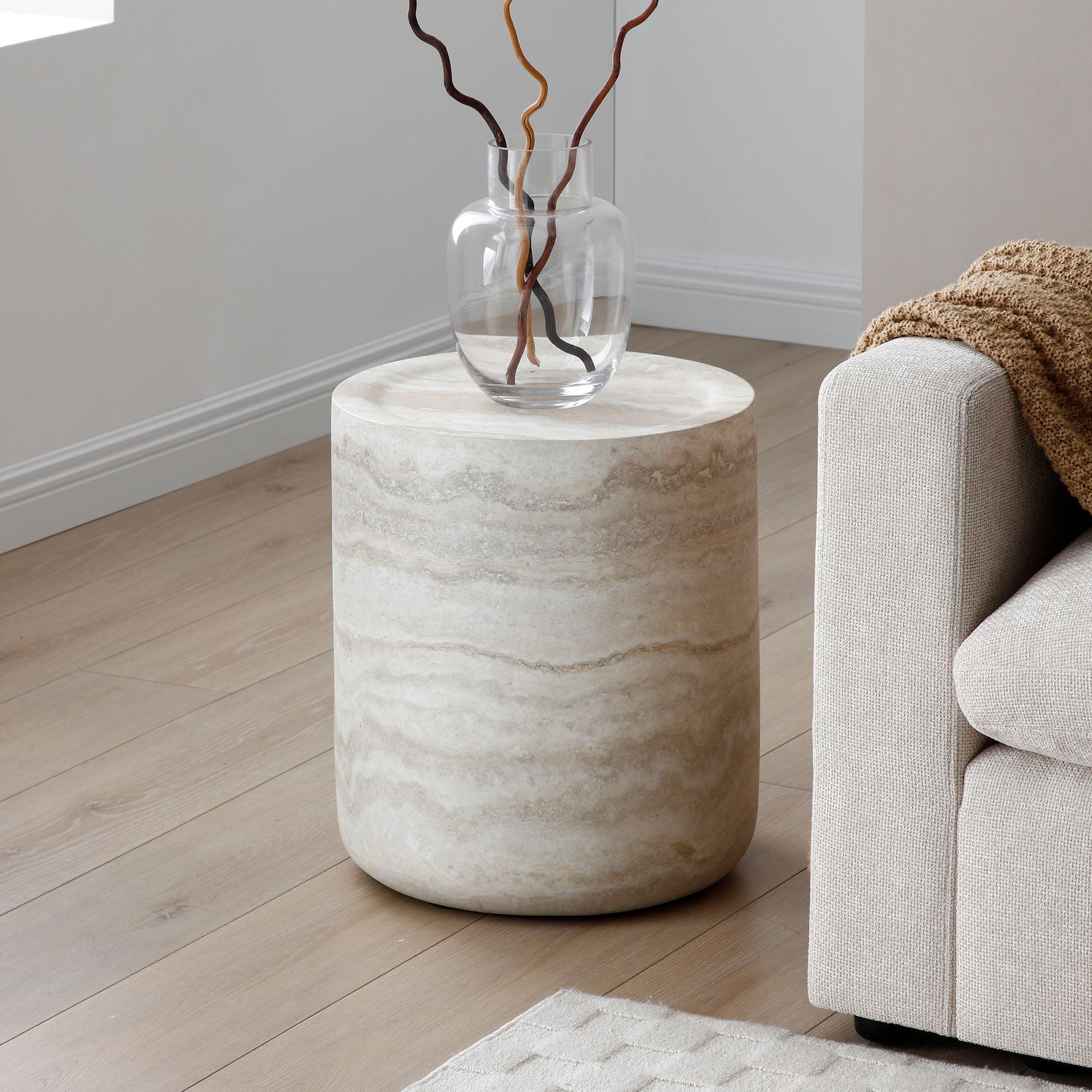 15.74 Inch Faux MARS Marble Pattern Coffee Tables for Living Room Round Tea Table for Living Room, No Need Assembly.