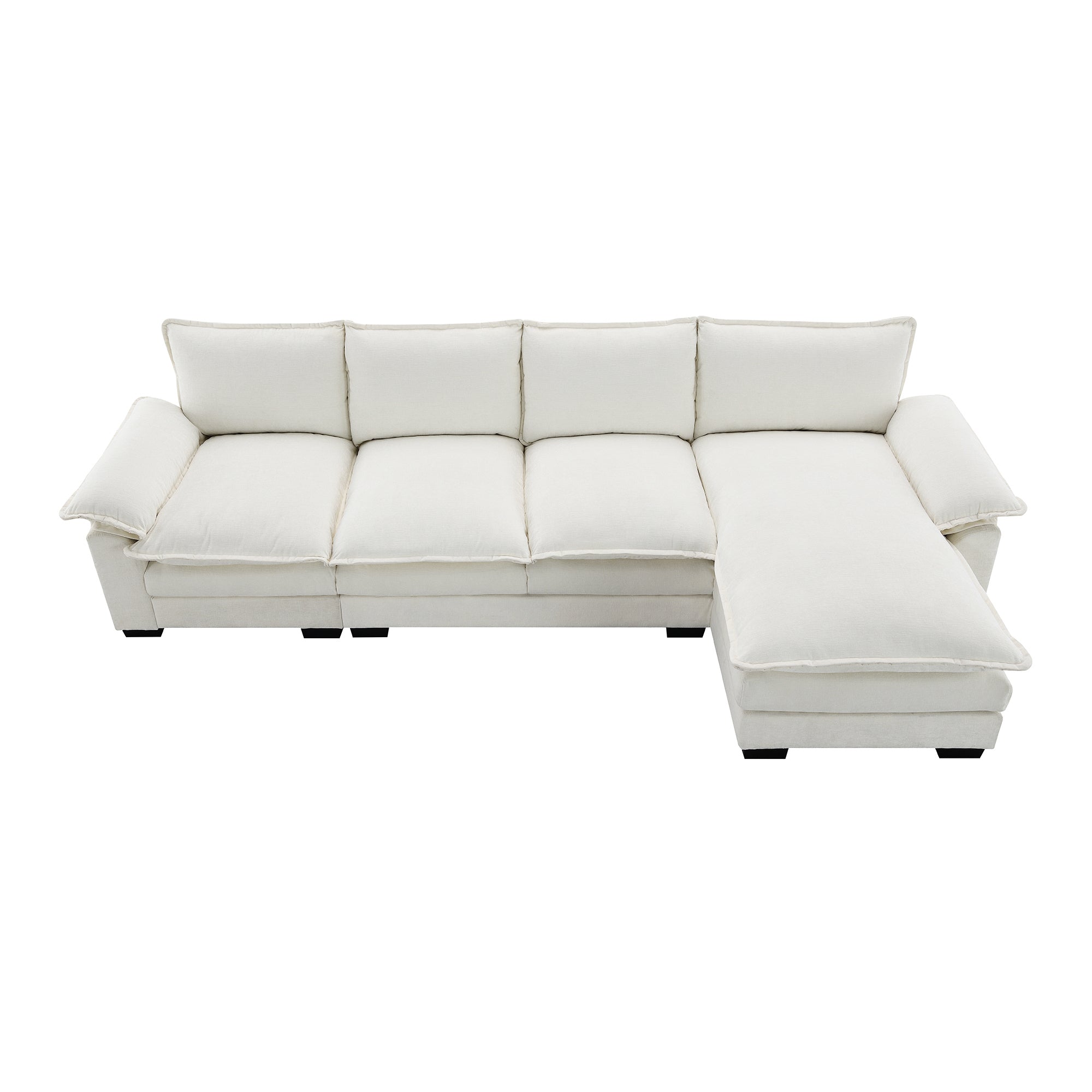118*55" Modern L-Shaped Chenille Cloud Sofa With Double Seat Cushions,5-Seat Upholstered Indoor Furniture,Sleeper Sofa C
