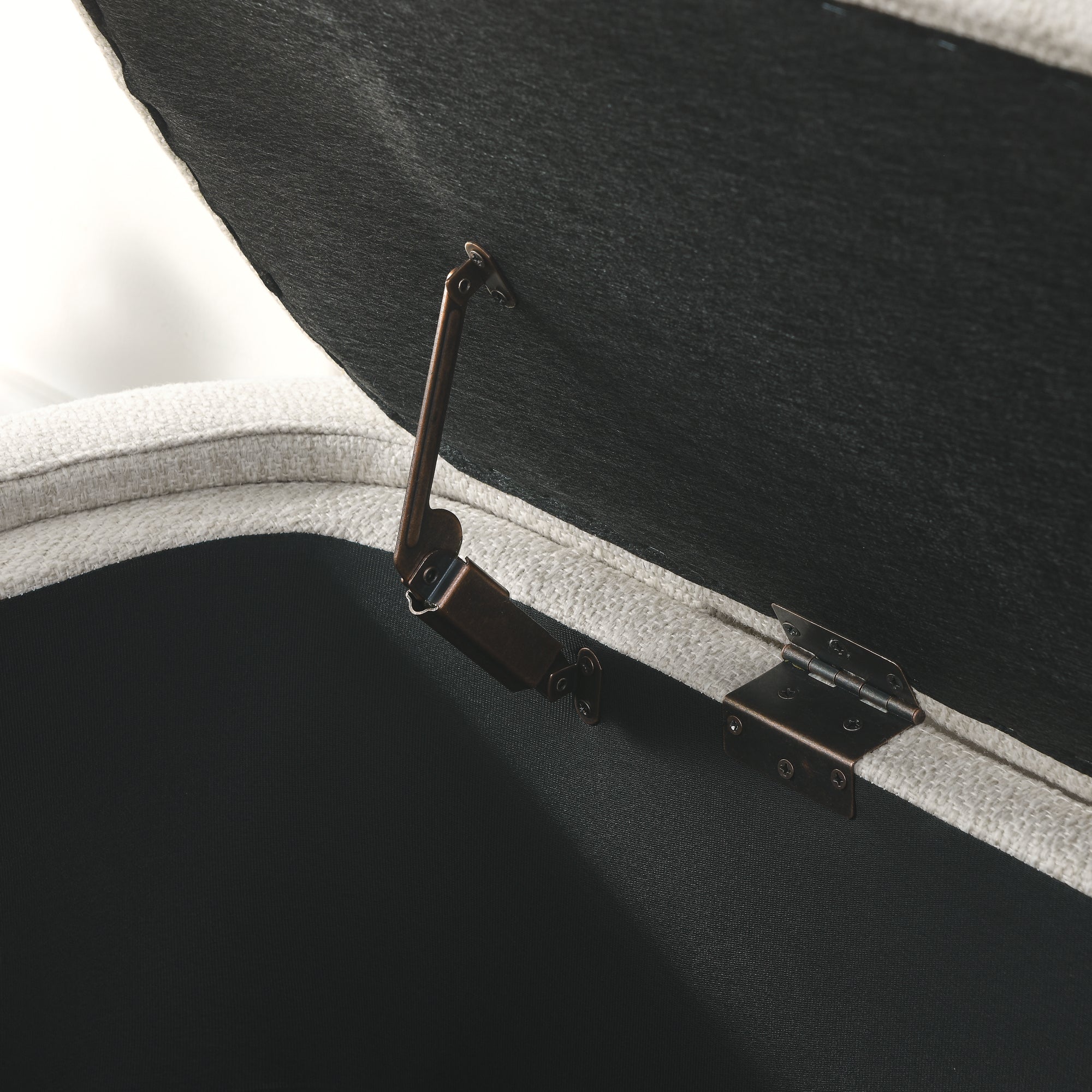 Linen Fabric Upholstered Bench With Large Storage Space