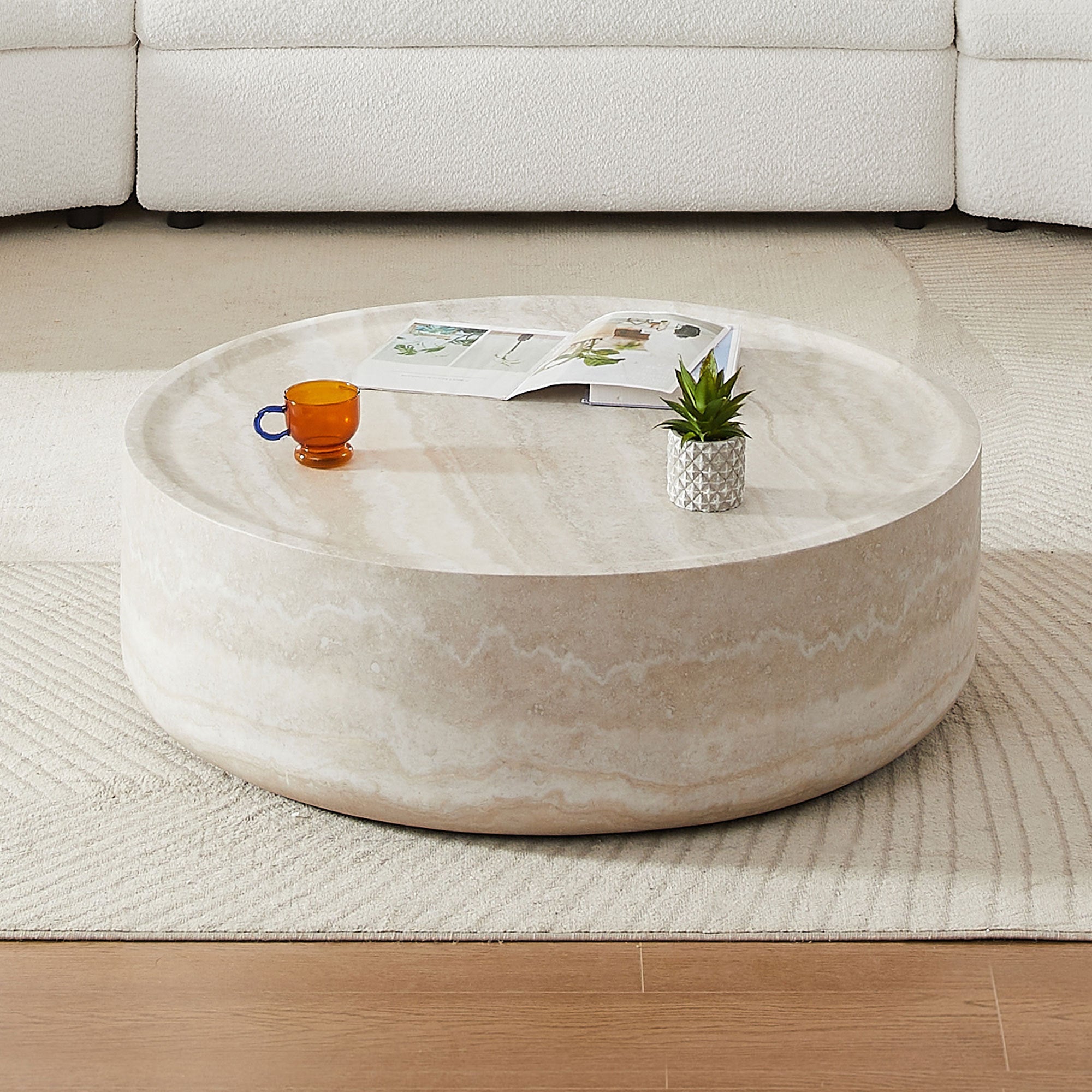 Faux MARS Pattern Coffee Tables for Living Room Round Tea Table
