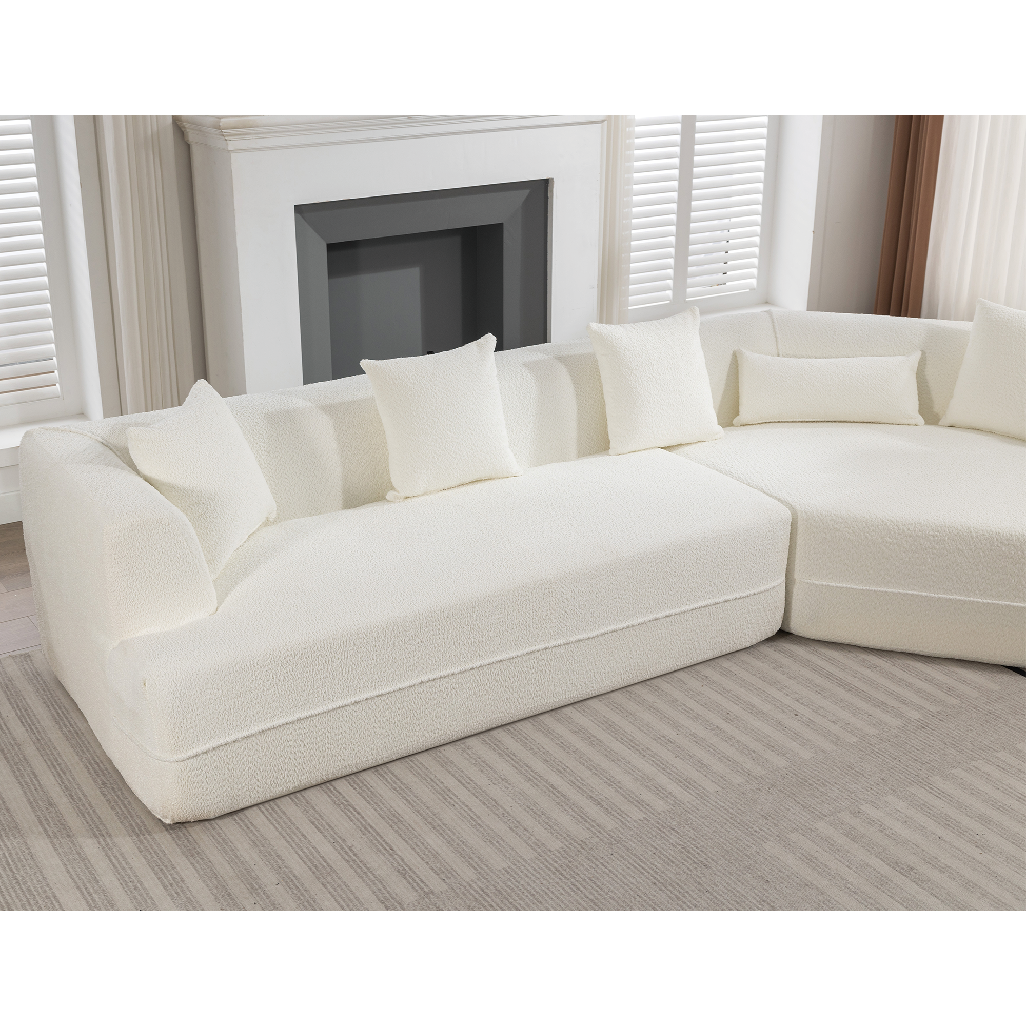 Modular Sofa , Modern Minimalist Style Sofa,  Upholstered ,  Free Combination, Round Fiber Fabric, Anti-Wrinkle Fabric,D