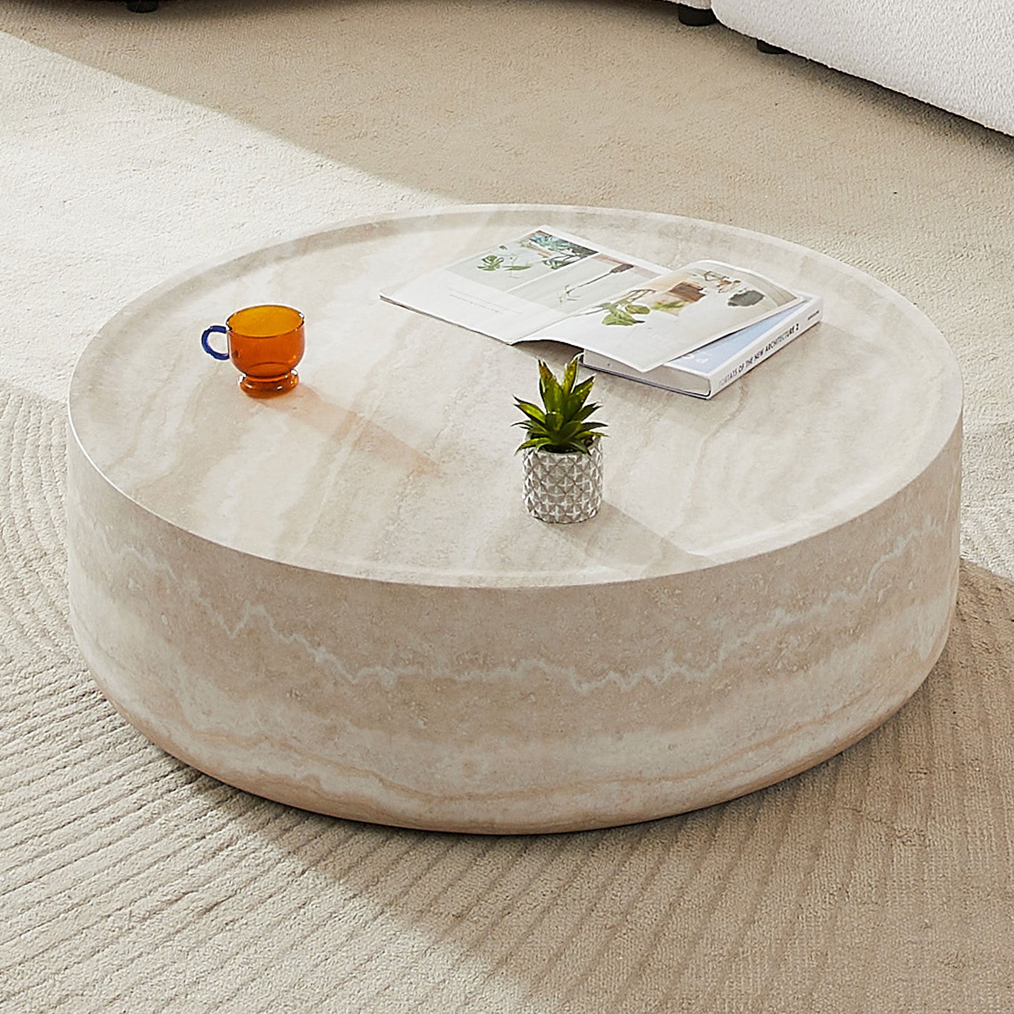 Faux MARS Pattern Coffee Tables for Living Room Round Tea Table