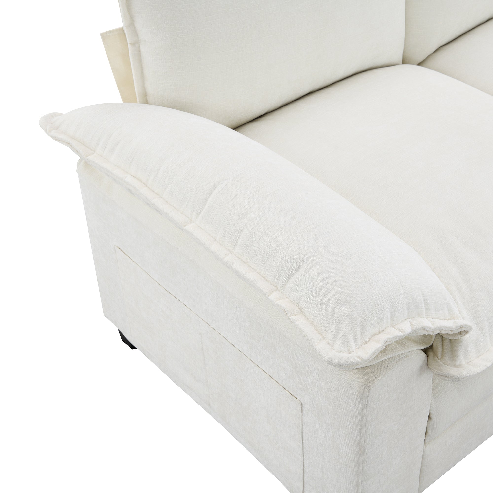 118*55" Modern L-Shaped Chenille Cloud Sofa With Double Seat Cushions,5-Seat Upholstered Indoor Furniture,Sleeper Sofa C