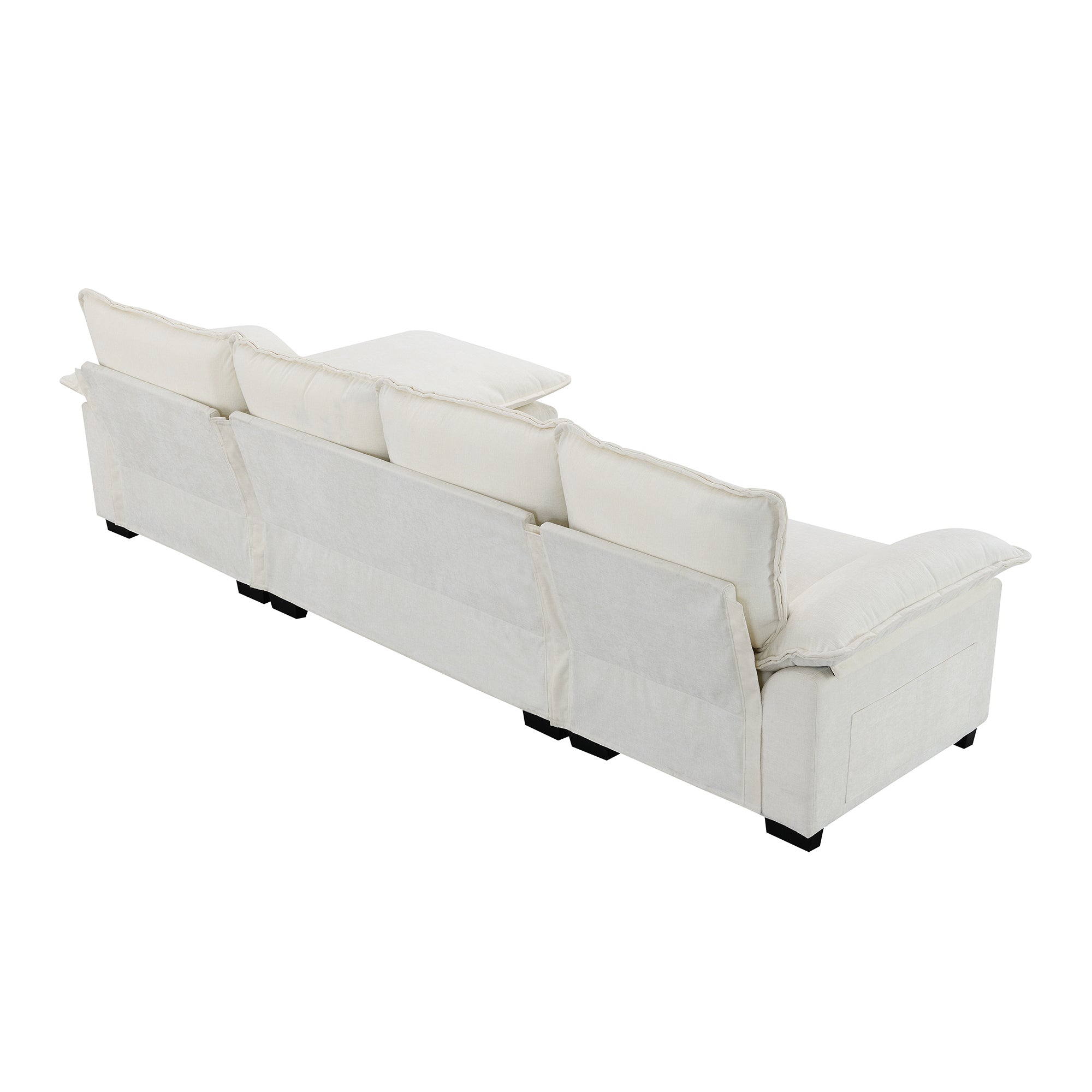 118*55" Modern L-Shaped Chenille Cloud Sofa With Double Seat Cushions,5-Seat Upholstered Indoor Furniture,Sleeper Sofa C