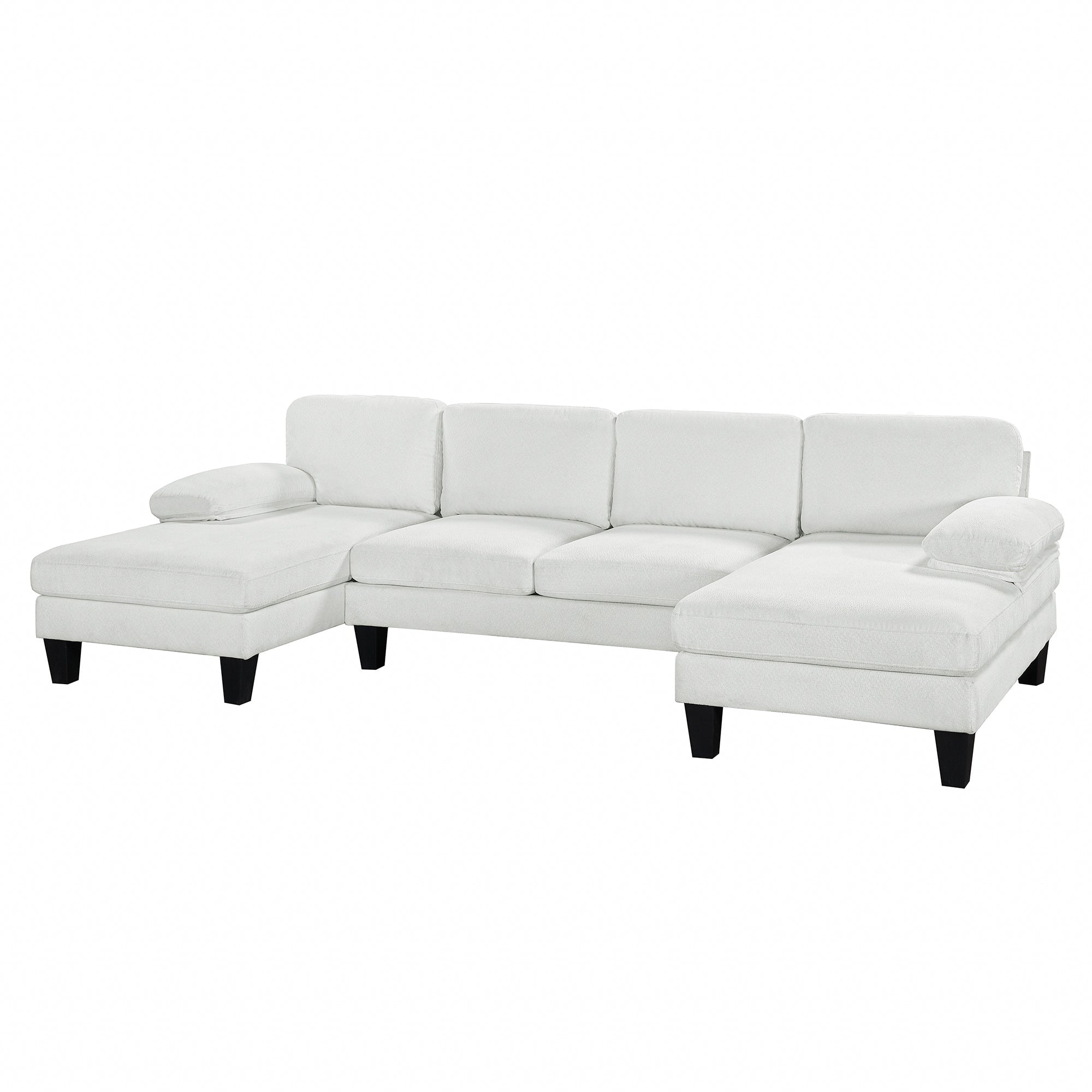 112*56" Granular Velvet Sofa,U-Shaped Couch With Oversized Seat,6-Seat Sofa Bed With Double Chaise,Comfortable and Spaci