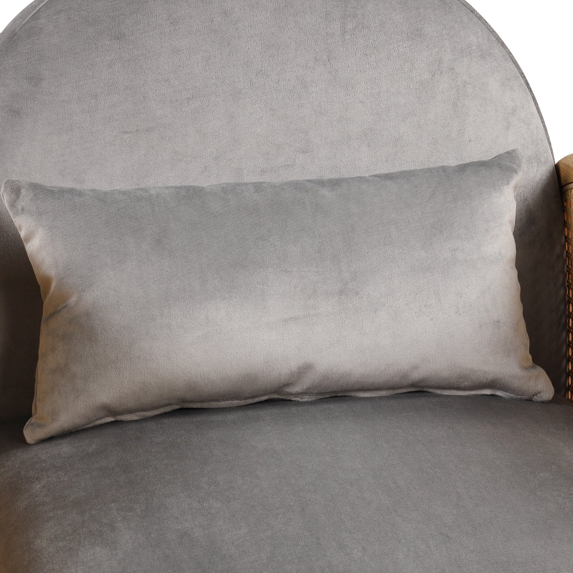 Amchair With Rattan Armrest and Metal Legs Upholstered Mid Century Modern Chairs for Living Room or Reading Room, Grey
