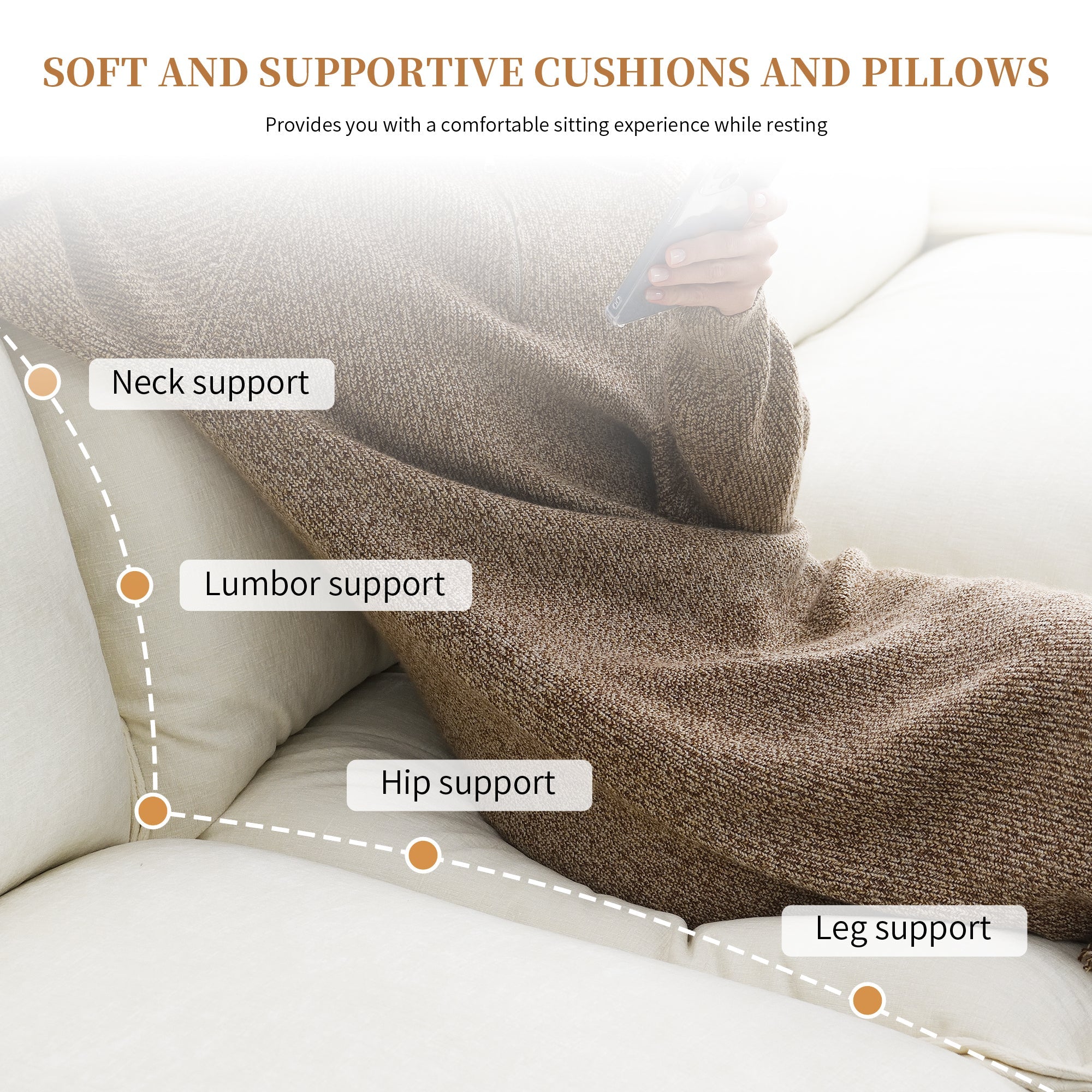 118*55" Modern L-Shaped Chenille Cloud Sofa With Double Seat Cushions,5-Seat Upholstered Indoor Furniture,Sleeper Sofa C
