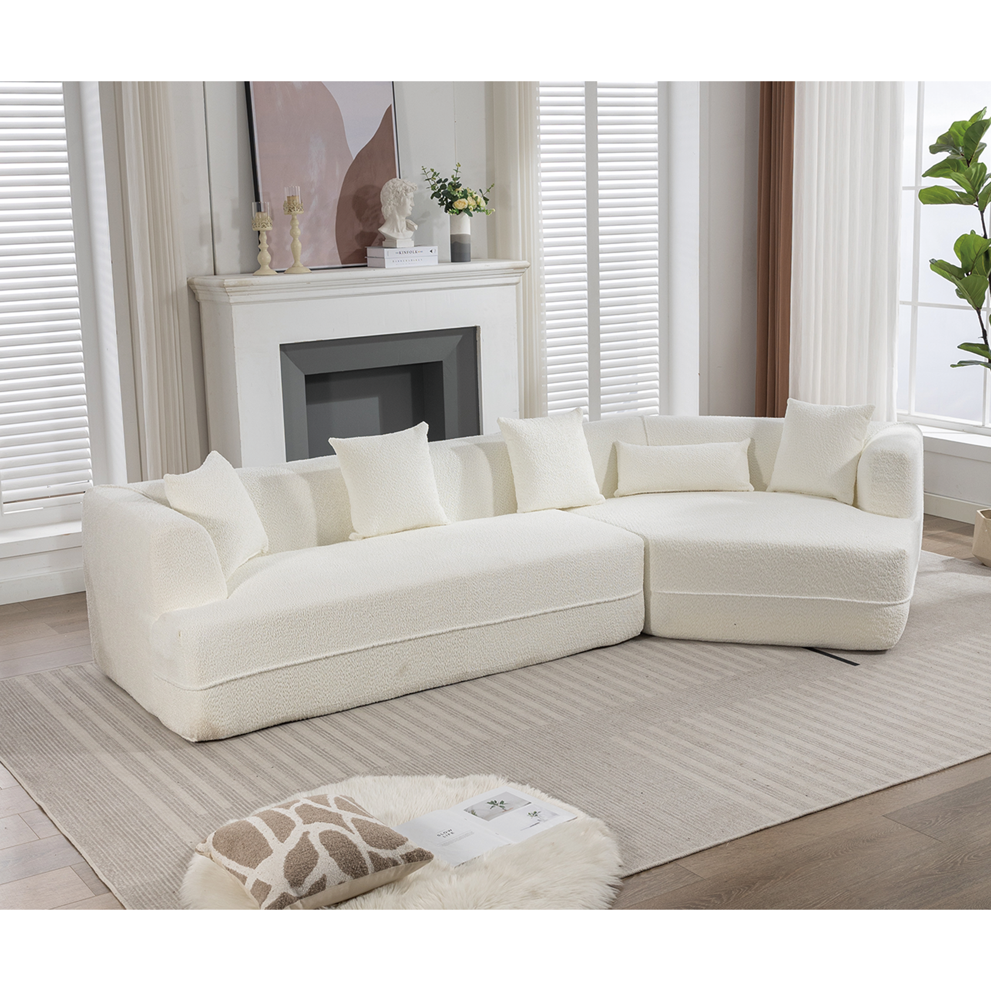 Modular Sofa , Modern Minimalist Style Sofa,  Upholstered ,  Free Combination, Round Fiber Fabric, Anti-Wrinkle Fabric,D