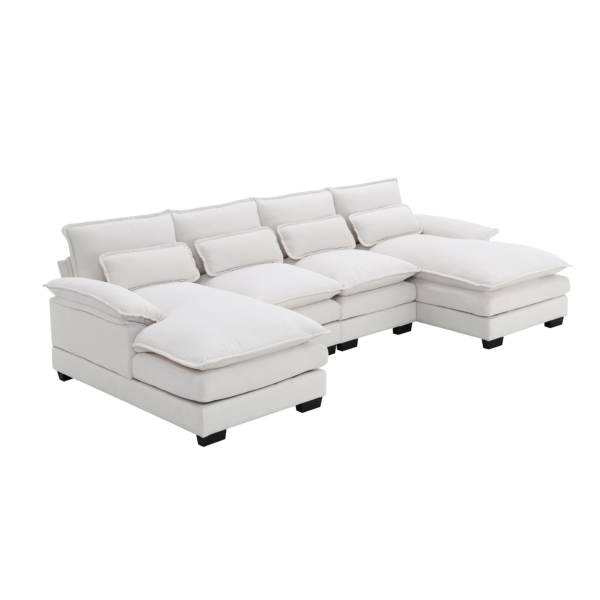 109.8*55.9" Modern U-Shaped Sectional Sofa With Waist Pillows,6-Seat Upholstered Symmetrical Sofa Furniture,Sleeper Sofa