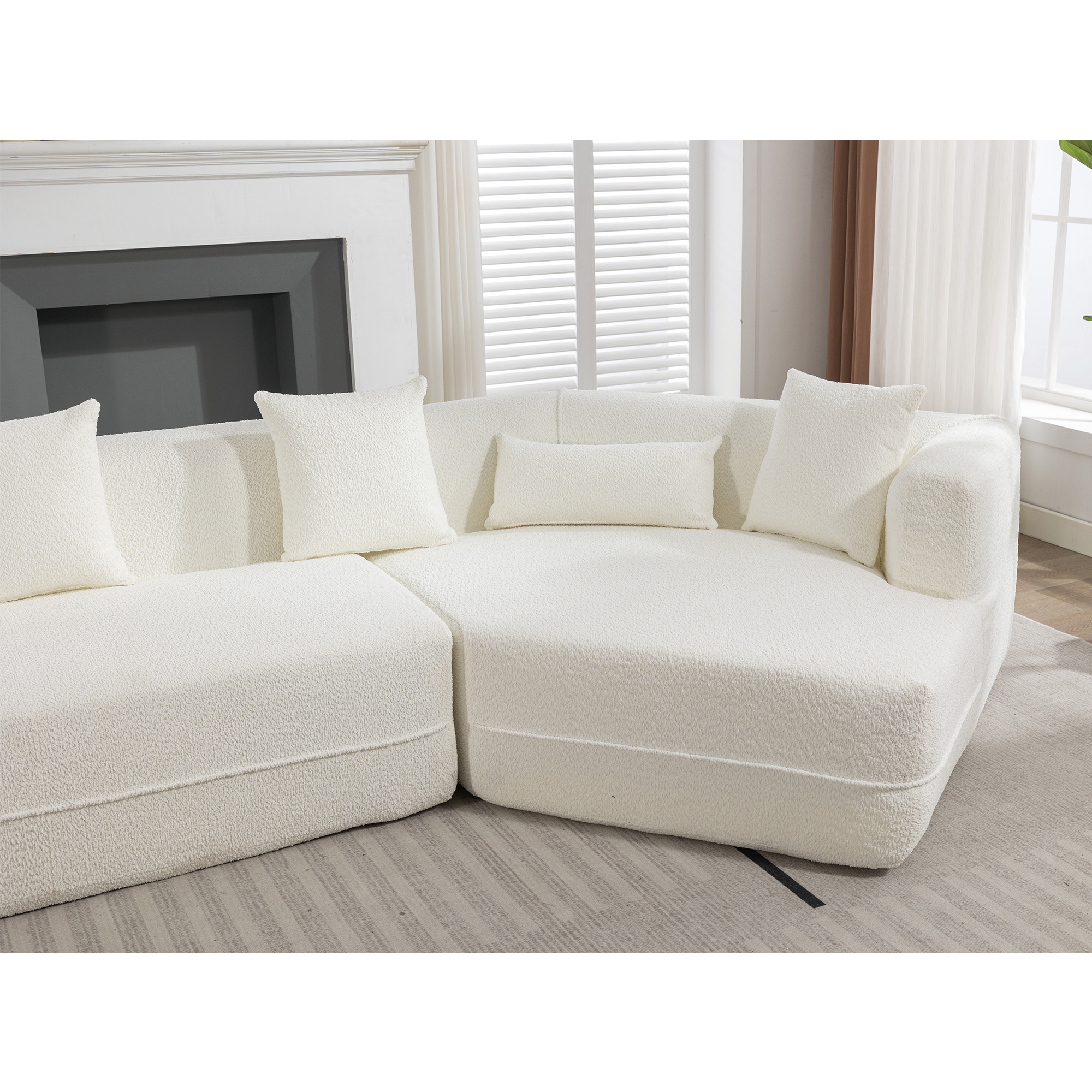 Modular Sofa , Modern Minimalist Style Sofa,  Upholstered ,  Free Combination, Round Fiber Fabric, Anti-Wrinkle Fabric,D