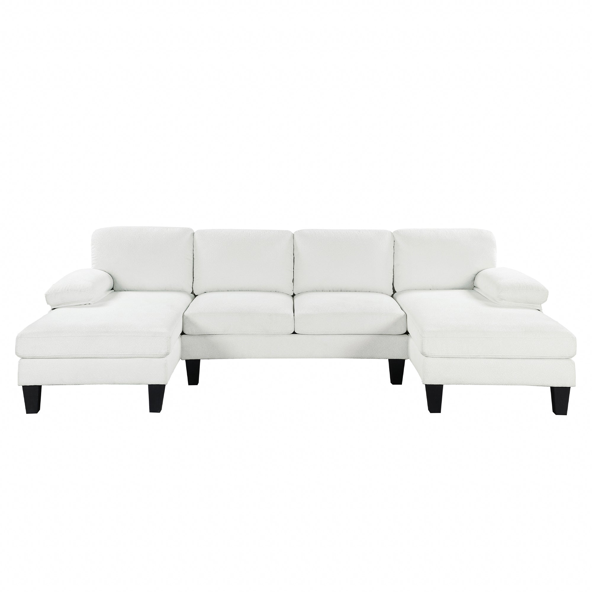 112*56" Granular Velvet Sofa,U-Shaped Couch With Oversized Seat,6-Seat Sofa Bed With Double Chaise,Comfortable and Spaci