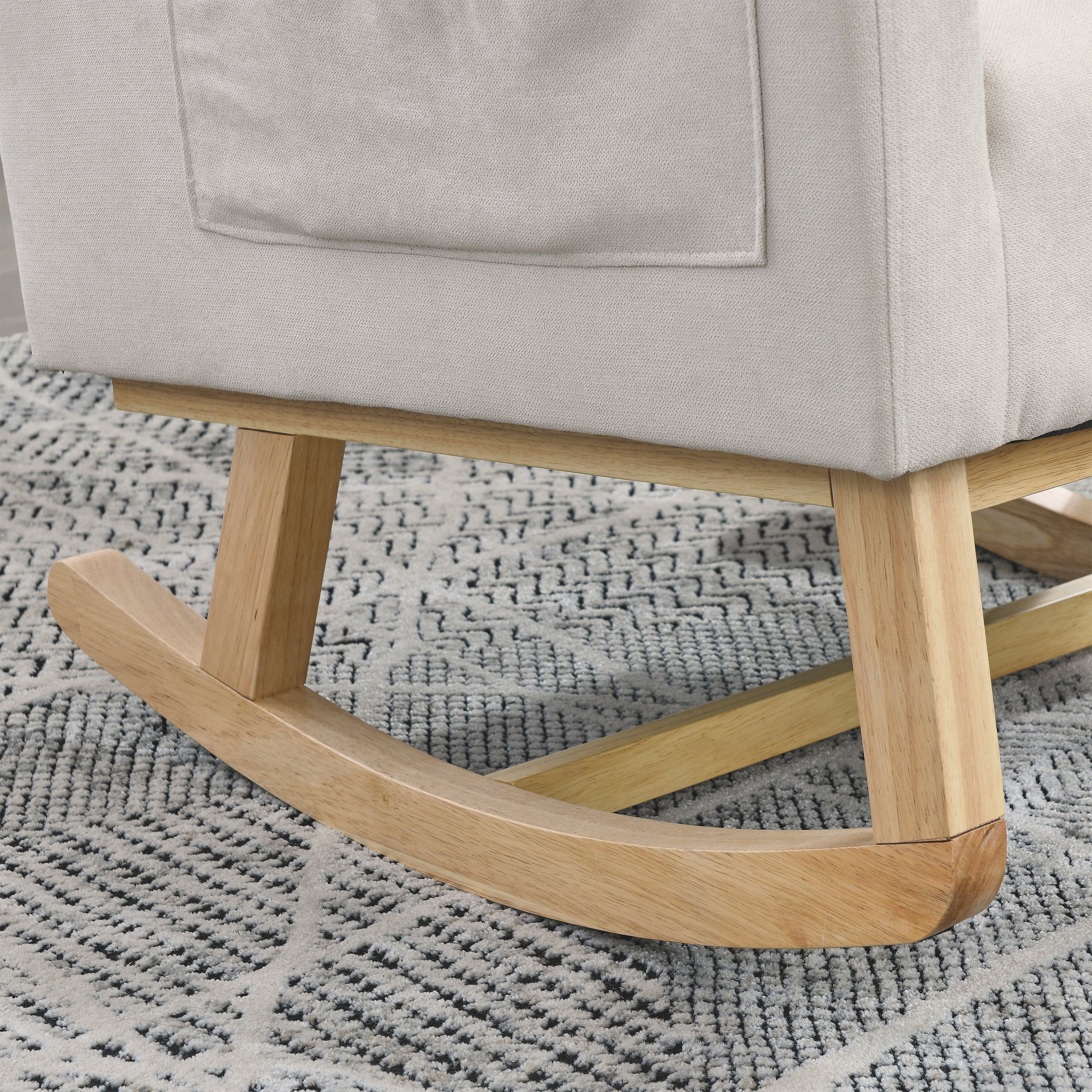 27.5 " Modern Accent High Back Living Room Casual Armchair Rocker With One Lumbar Pillow, Two Side Pockets.