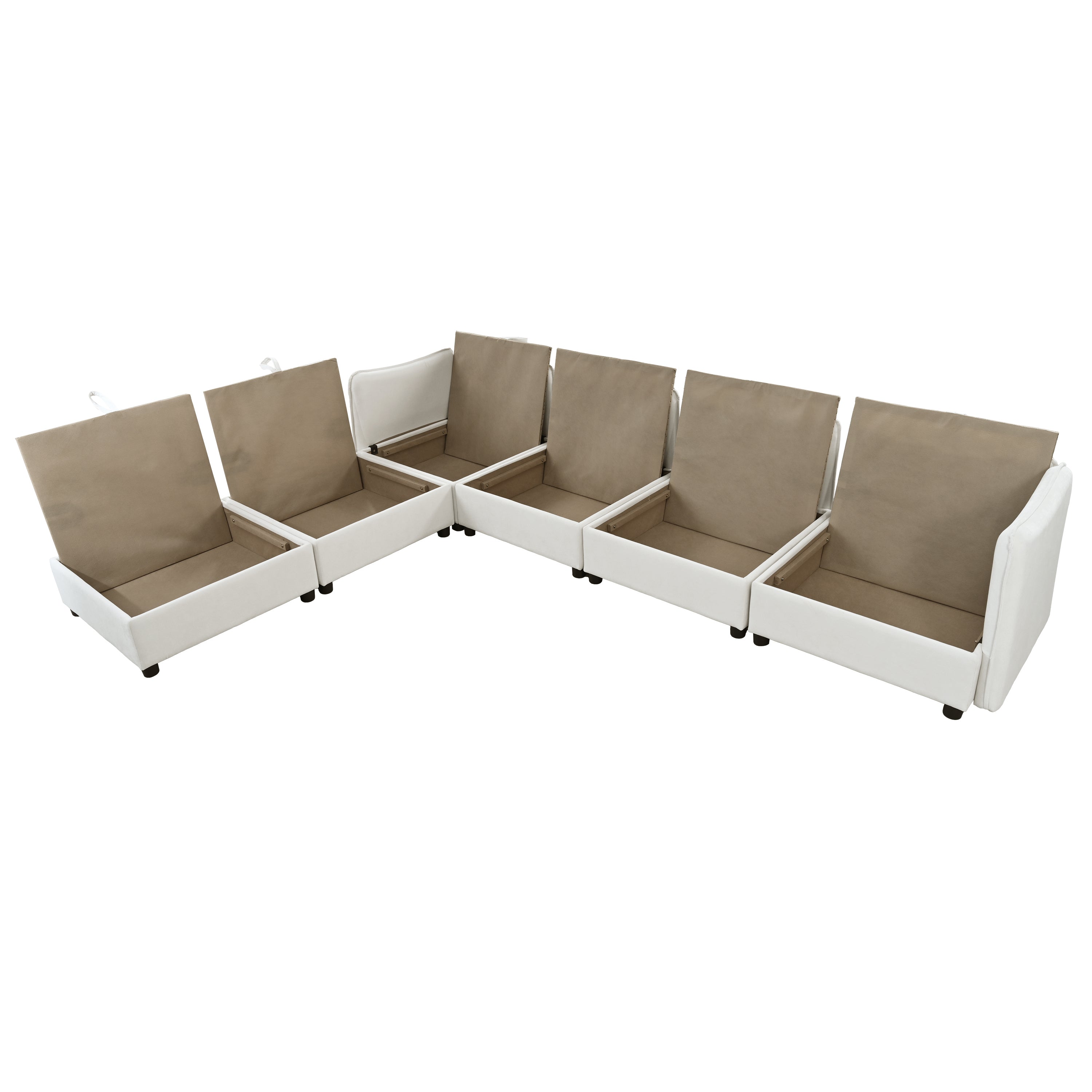 Double-Layer Cushion Modern Large U-Shaped Modular Sofa, Freely Combinable 6-Seater With Storage Function, Convertible T