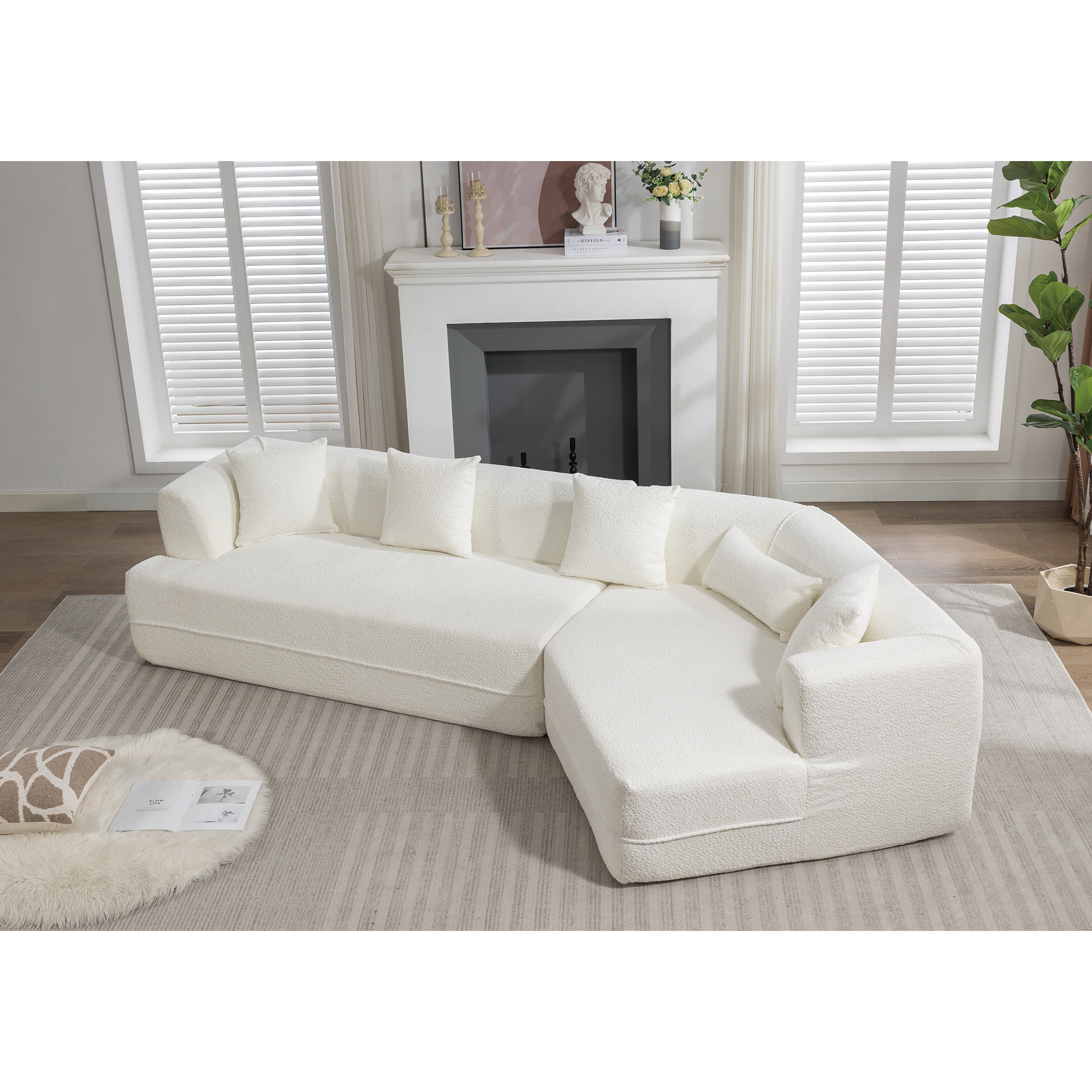 Modular Sofa , Modern Minimalist Style Sofa,  Upholstered ,  Free Combination, Round Fiber Fabric, Anti-Wrinkle Fabric,D