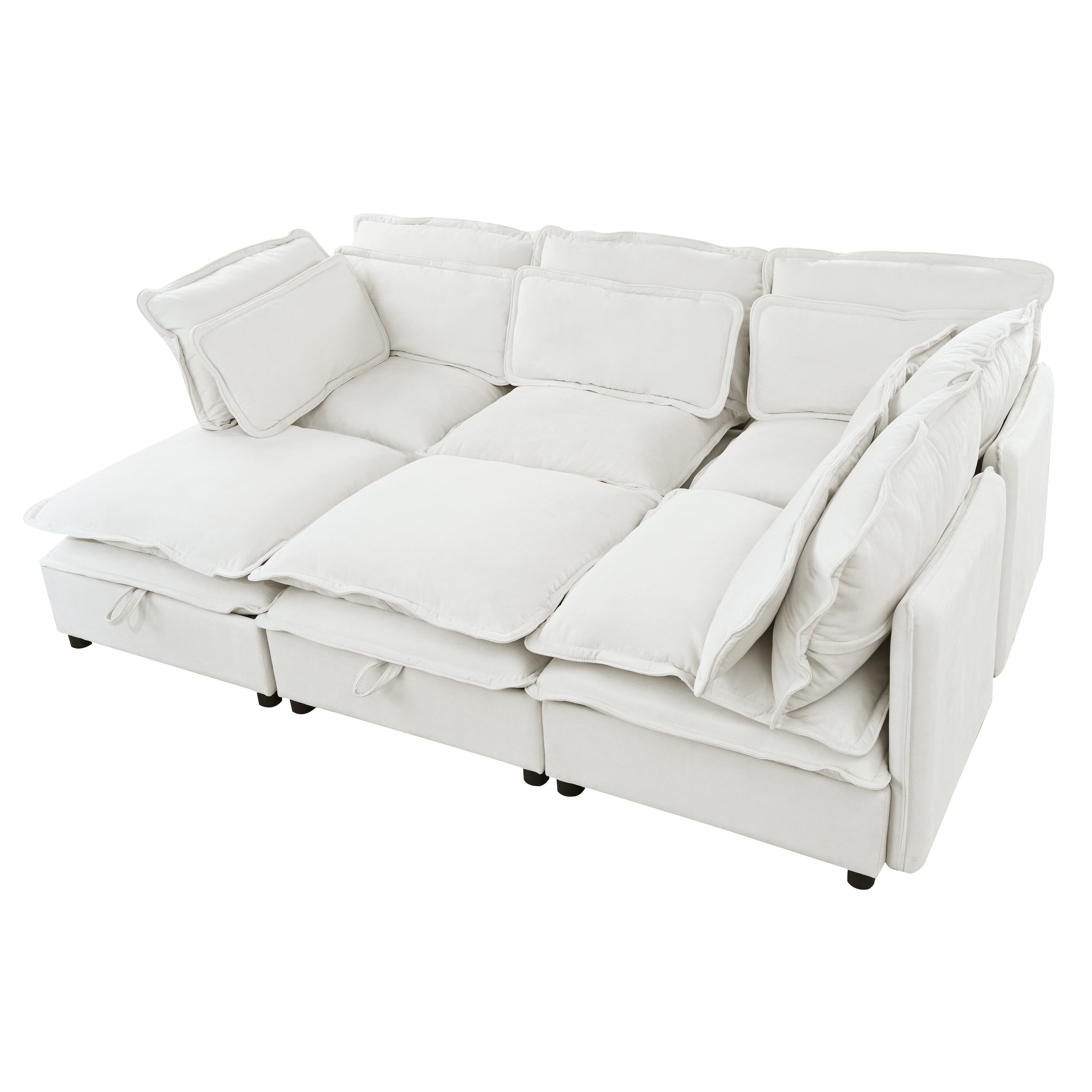 Double-Layer Cushion Modern Large U-Shaped Modular Sofa, Freely Combinable 6-Seater With Storage Function, Convertible T