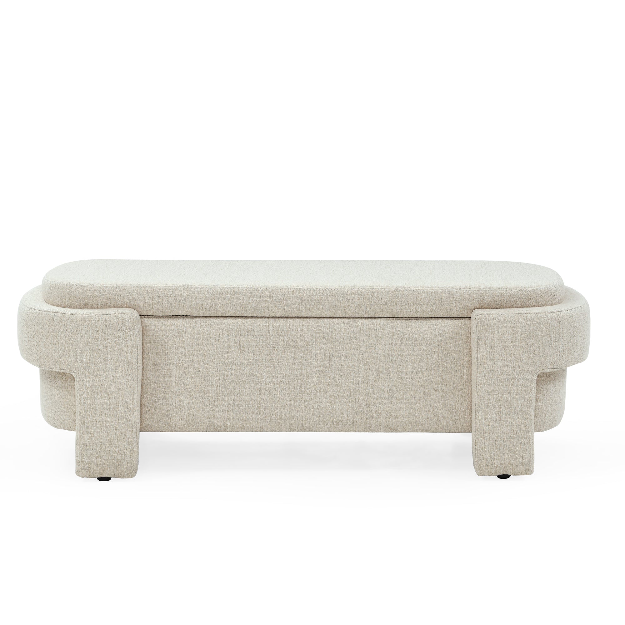 Linen Fabric Upholstered Bench With Large Storage Space