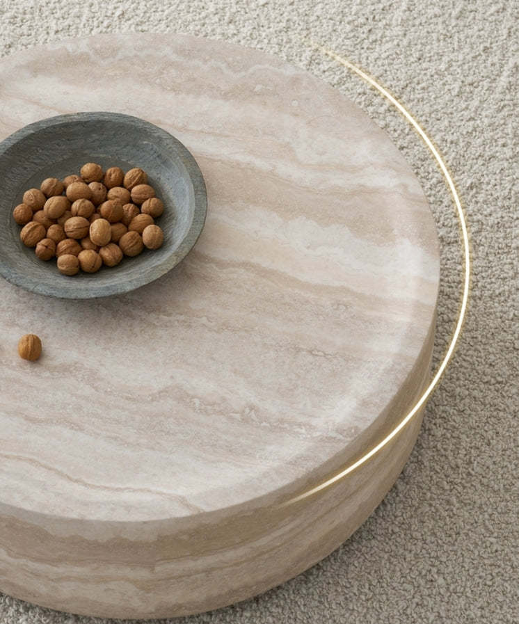 Faux MARS Pattern Coffee Tables for Living Room Round Tea Table