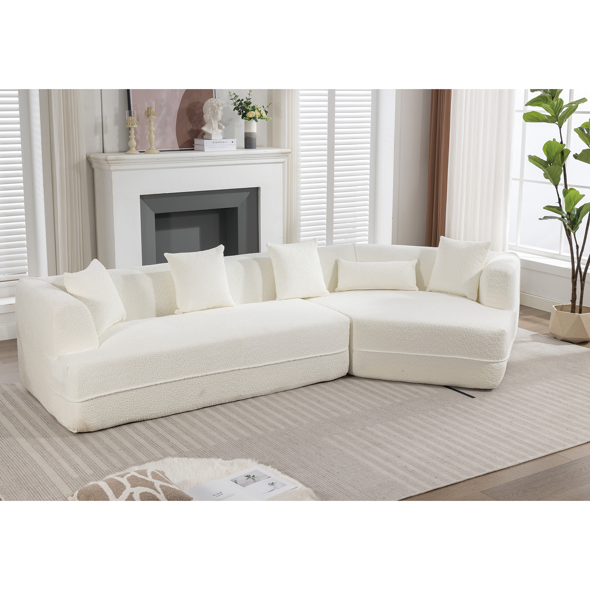 Modular Sofa , Modern Minimalist Style Sofa,  Upholstered ,  Free Combination, Round Fiber Fabric, Anti-Wrinkle Fabric,D