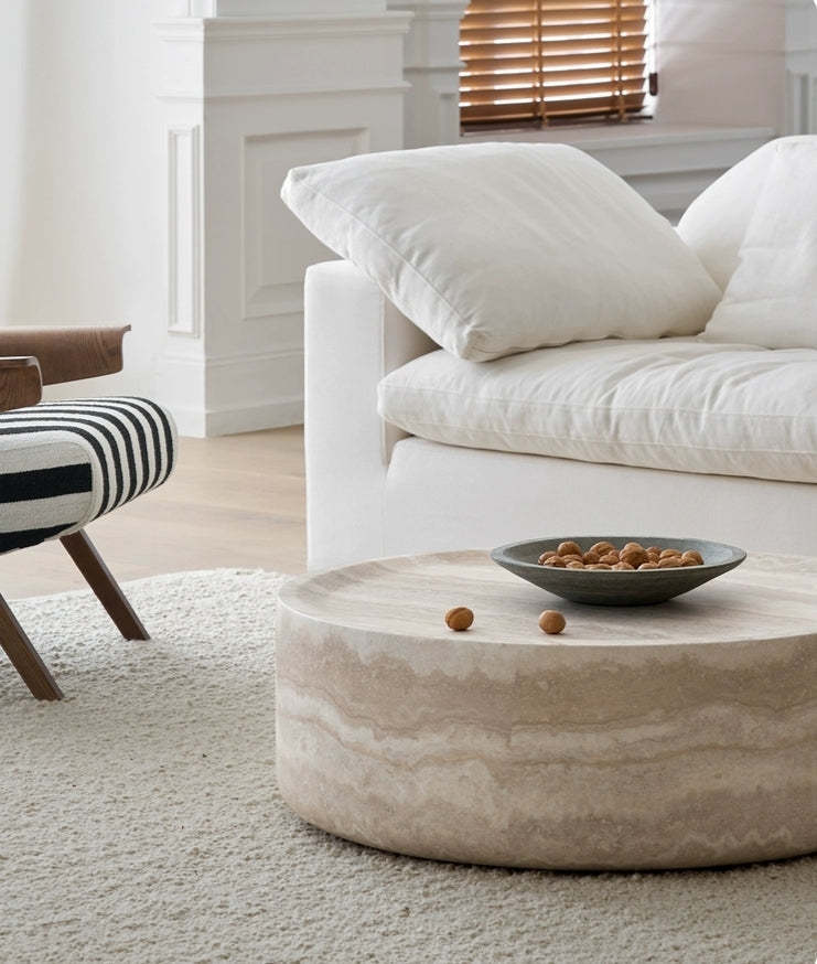 Faux MARS Pattern Coffee Tables for Living Room Round Tea Table