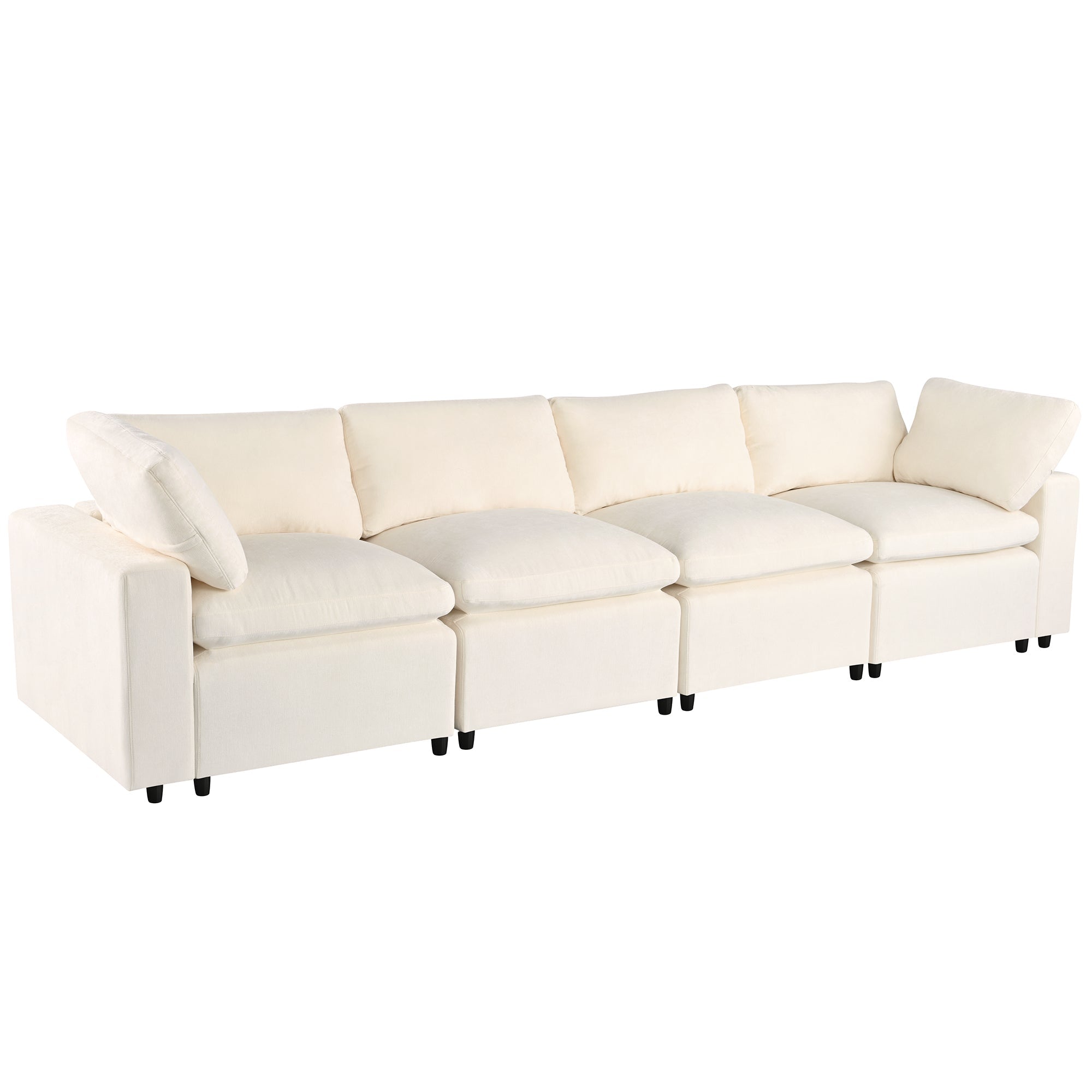 Upholstered Modular Sofa With  With Storage Space, USB Charge Ports,Wireless Charging and Built-In Bluetooth Speaker in