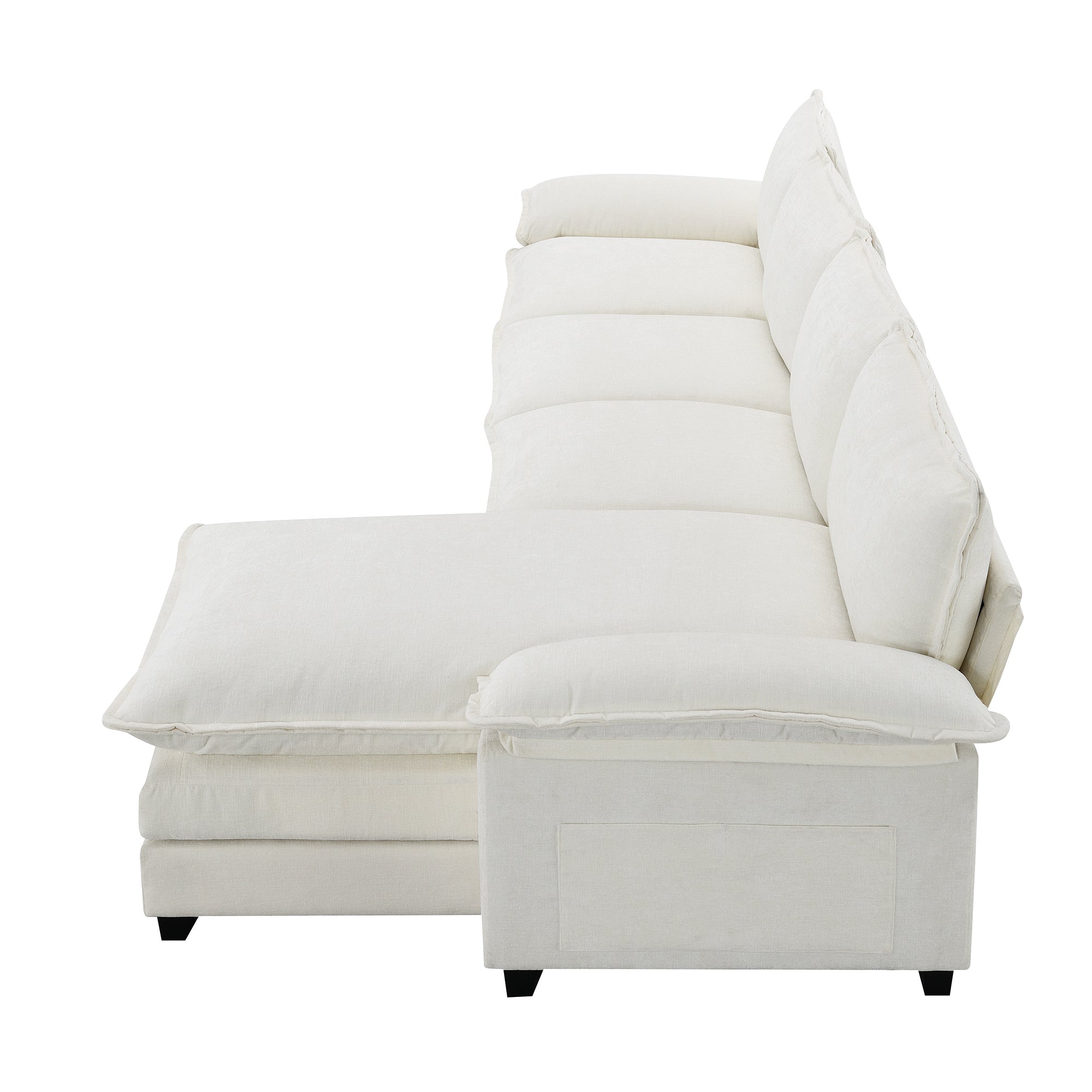 118*55" Modern L-Shaped Chenille Cloud Sofa With Double Seat Cushions,5-Seat Upholstered Indoor Furniture,Sleeper Sofa C