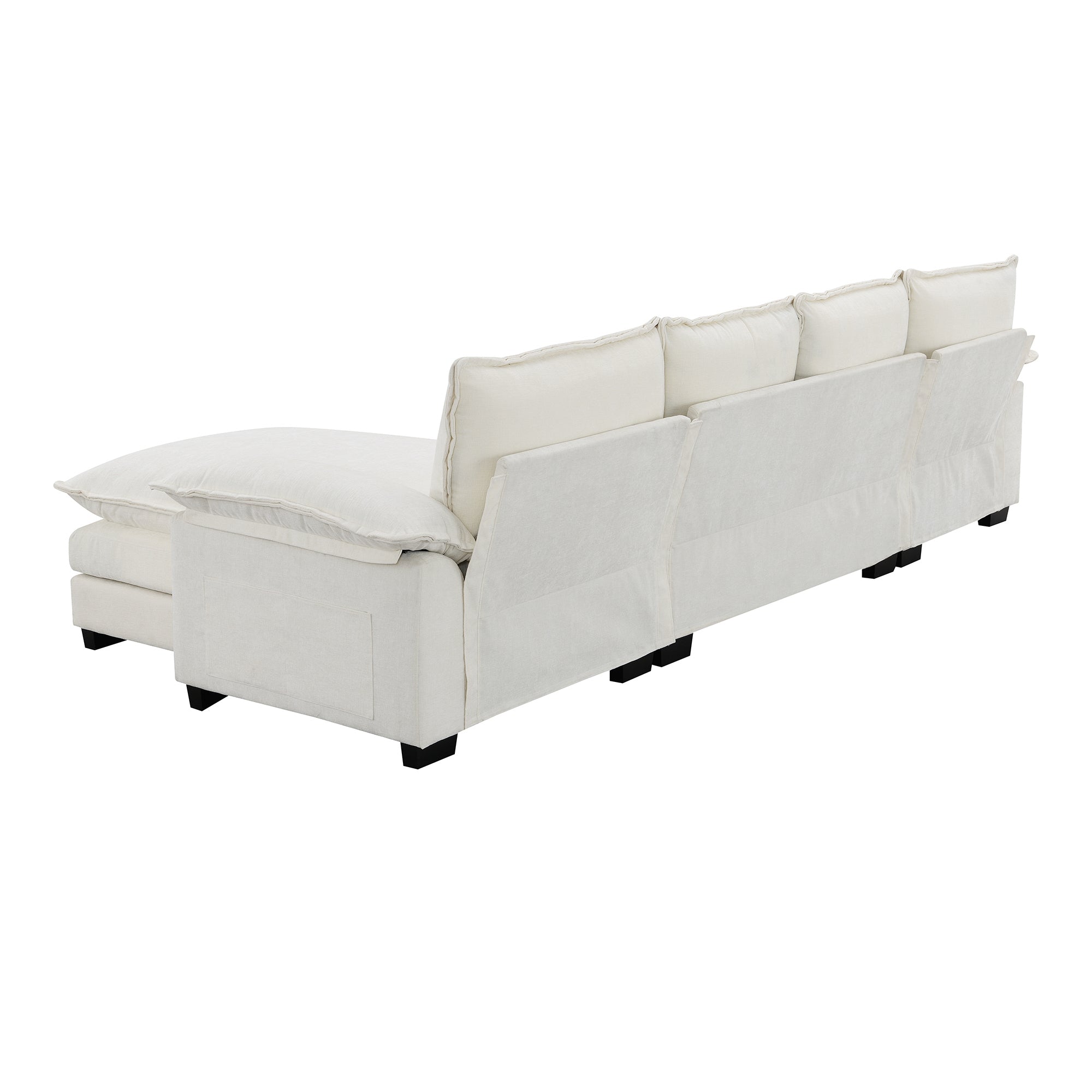 118*55" Modern L-Shaped Chenille Cloud Sofa With Double Seat Cushions,5-Seat Upholstered Indoor Furniture,Sleeper Sofa C