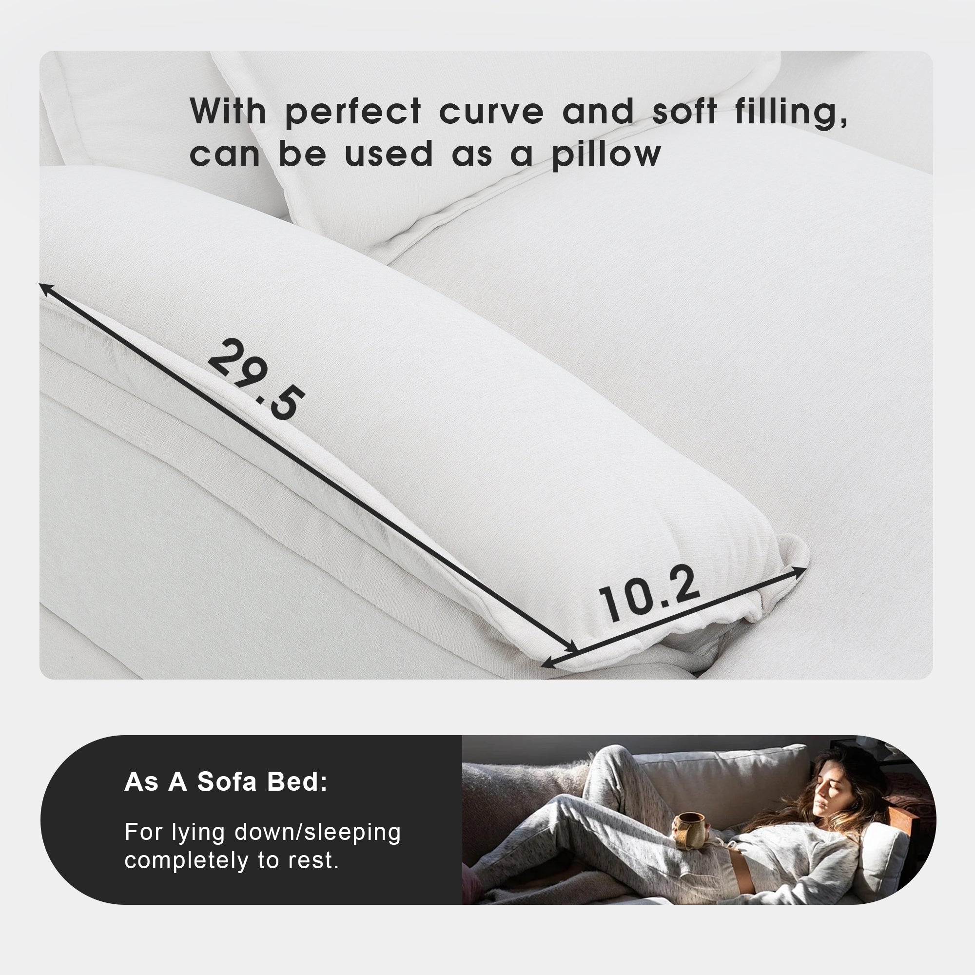 109.8*55.9" Modern U-Shaped Sectional Sofa With Waist Pillows,6-Seat Upholstered Symmetrical Sofa Furniture,Sleeper Sofa