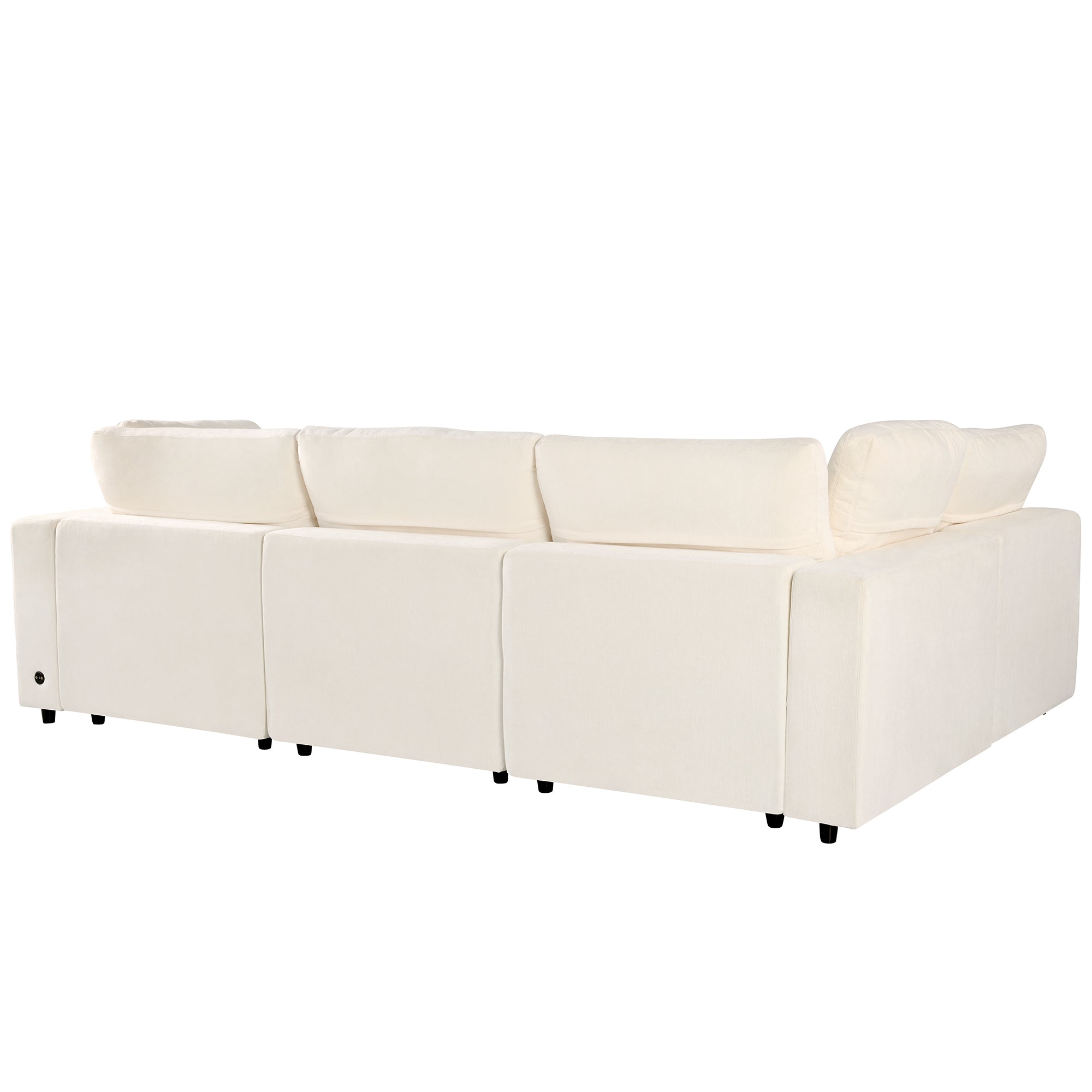 Upholstered Modular Sofa With  With Storage Space, USB Charge Ports,Wireless Charging and Built-In Bluetooth Speaker in