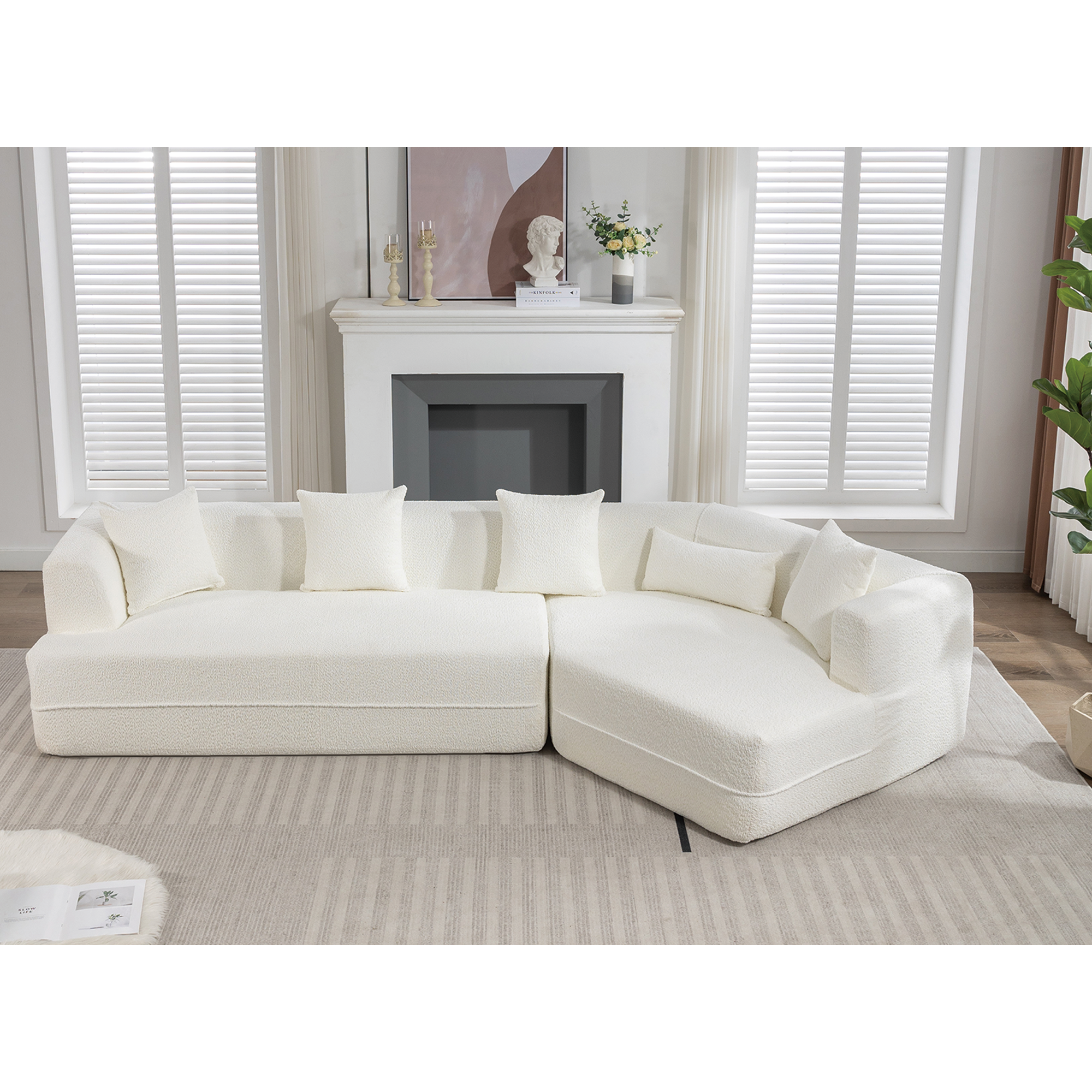 Modular Sofa , Modern Minimalist Style Sofa,  Upholstered ,  Free Combination, Round Fiber Fabric, Anti-Wrinkle Fabric,D