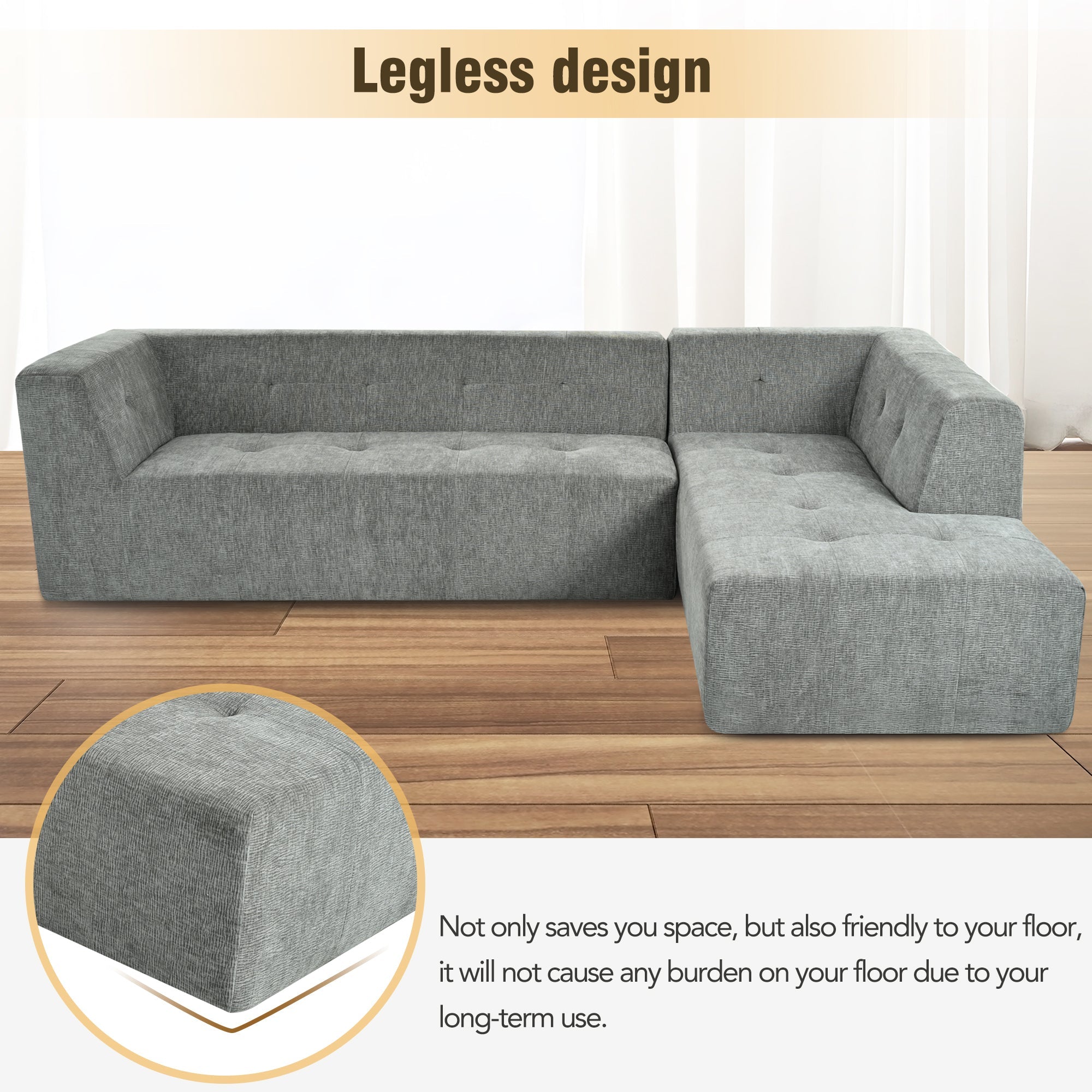 112.2*74" Modular Modular Combination Living Room Sofa Set, Modern Minimalist Sofa, Living Room Upholstered Sofa Bed, Be