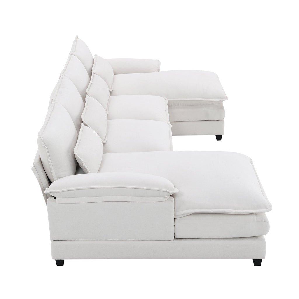 109.8*55.9" Modern U-Shaped Sectional Sofa With Waist Pillows,6-Seat Upholstered Symmetrical Sofa Furniture,Sleeper Sofa
