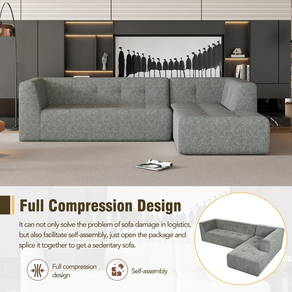 112.2*74" Modular Modular Combination Living Room Sofa Set, Modern Minimalist Sofa, Living Room Upholstered Sofa Bed, Be