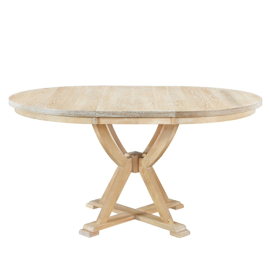 Mid-Century 5-Piece Extendable Round Dining Table Set With 15.7" Removable Leaf and 4 Cross Back Dining Chairs, Natural
