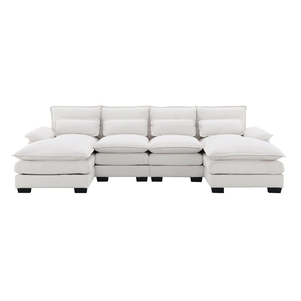 109.8*55.9" Modern U-Shaped Sectional Sofa With Waist Pillows,6-Seat Upholstered Symmetrical Sofa Furniture,Sleeper Sofa
